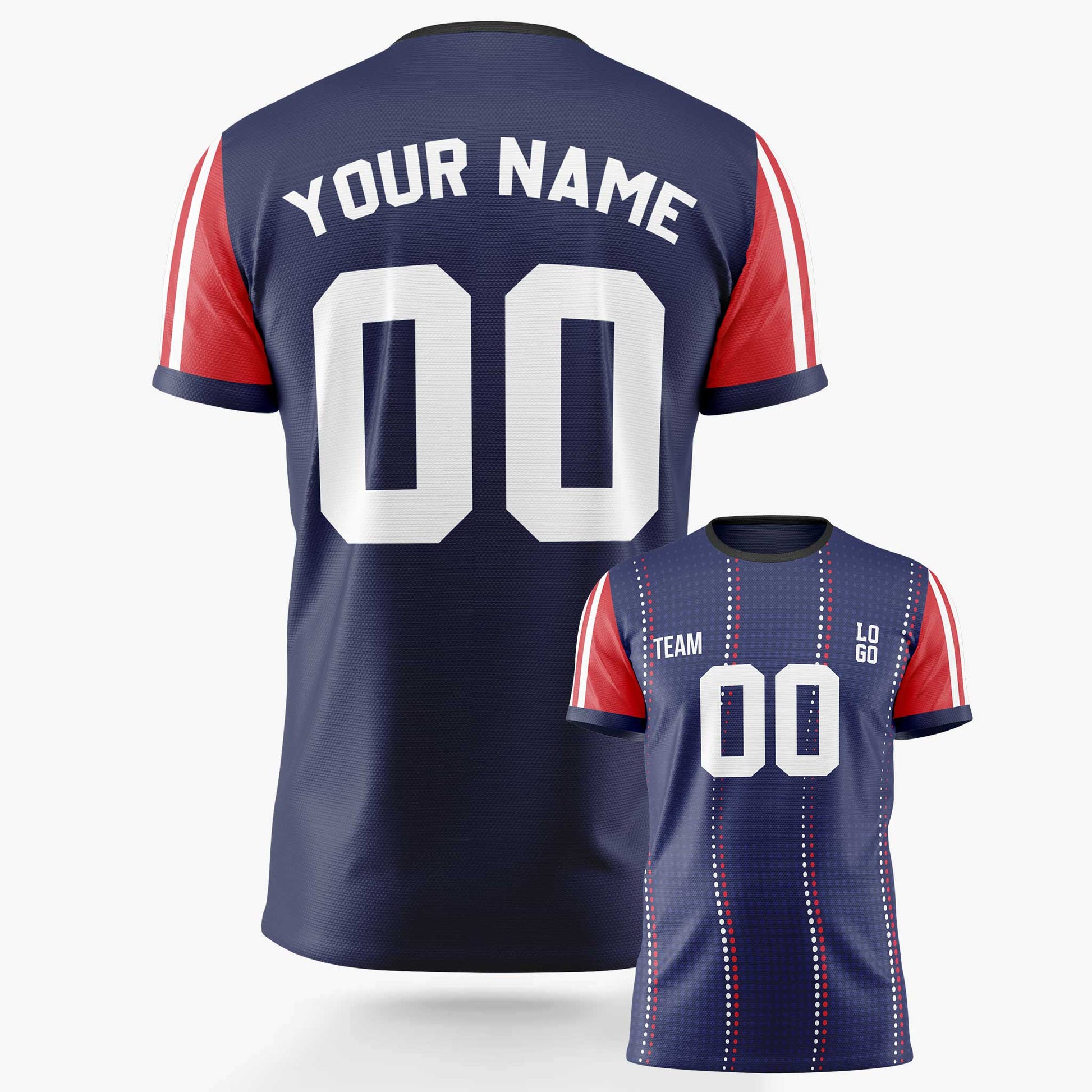 Custom Soccer Jersey Navy and Red - Design Your Own