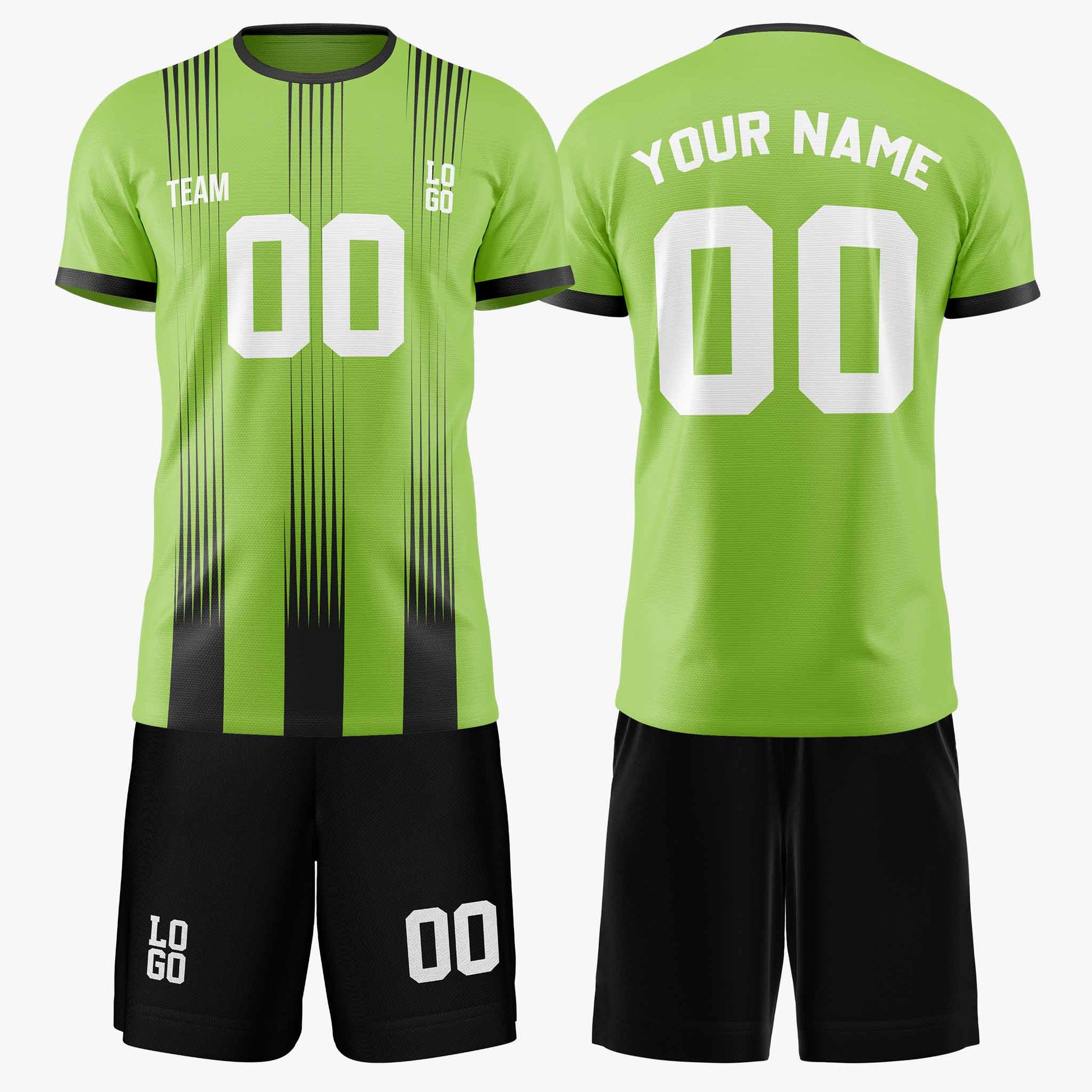 Custom Pinstripe Soccer Jersey Neon Green and Black - Design Your Own