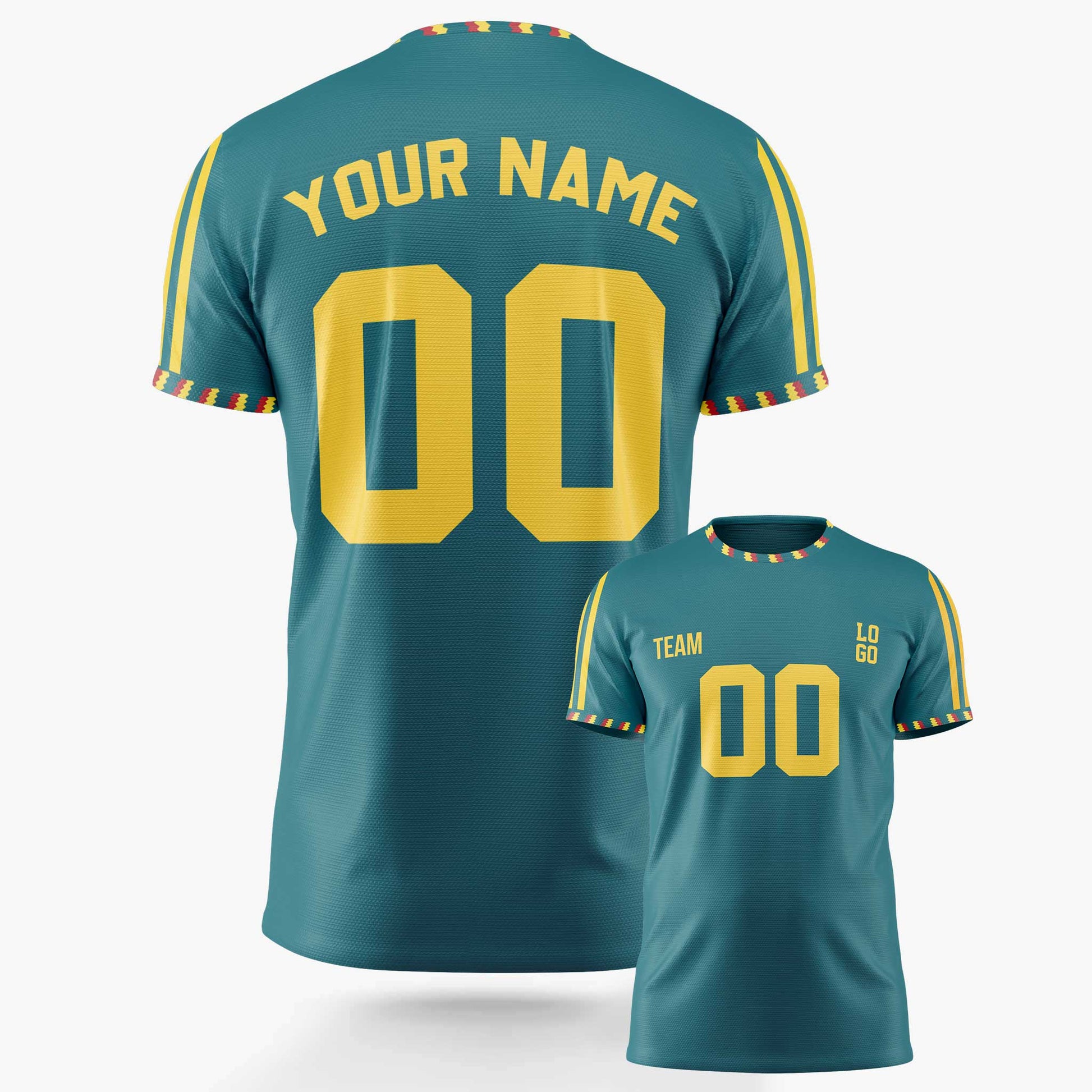 Custom Soccer Jersey Petrol Green and Yellow - Design Your Own
