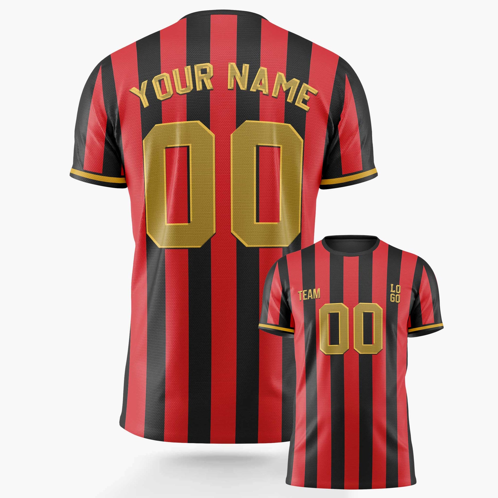 Custom Pinstripe Soccer Jersey Red and Black - Design Your Own