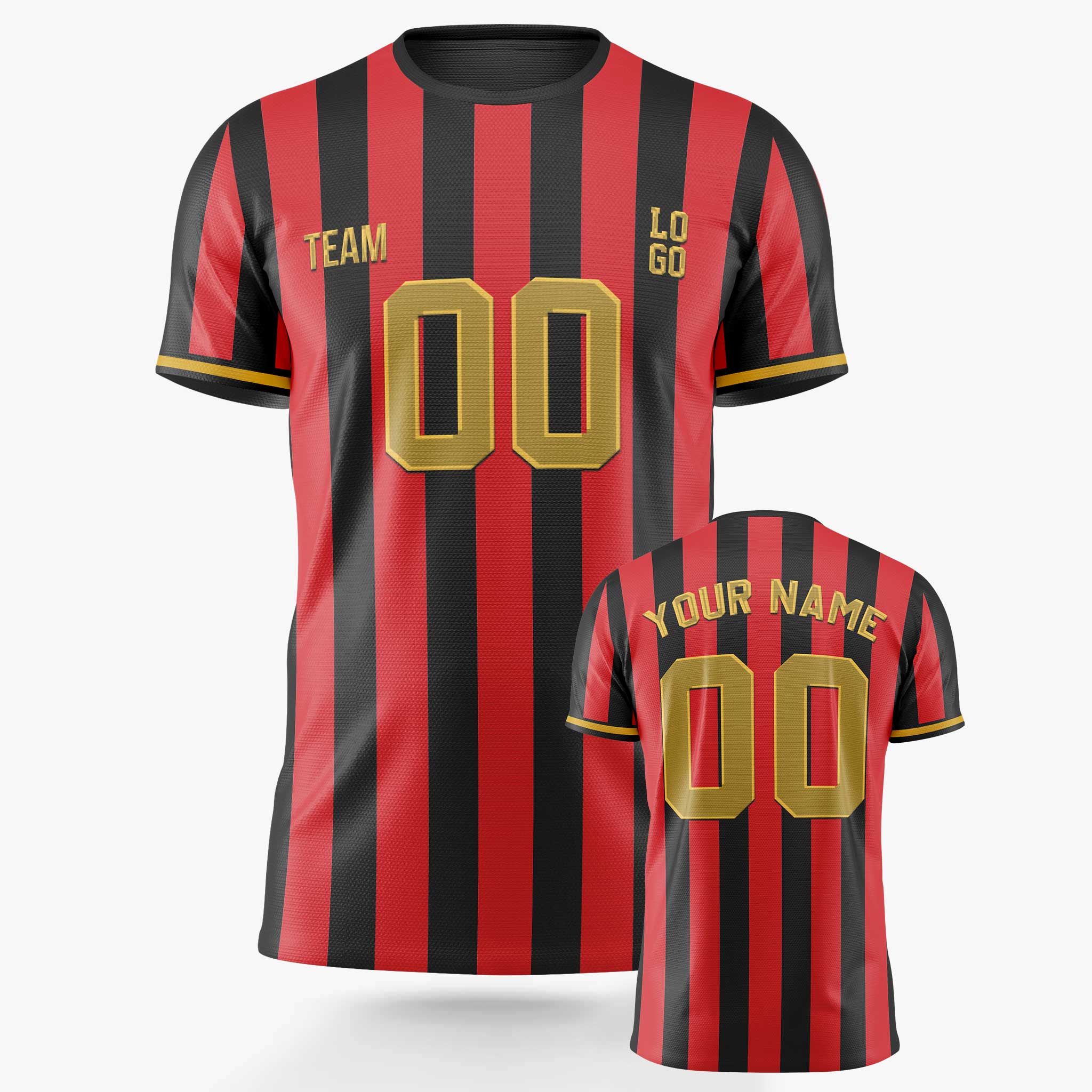 Custom Pinstripe Soccer Jersey Red and Black - Design Your Own
