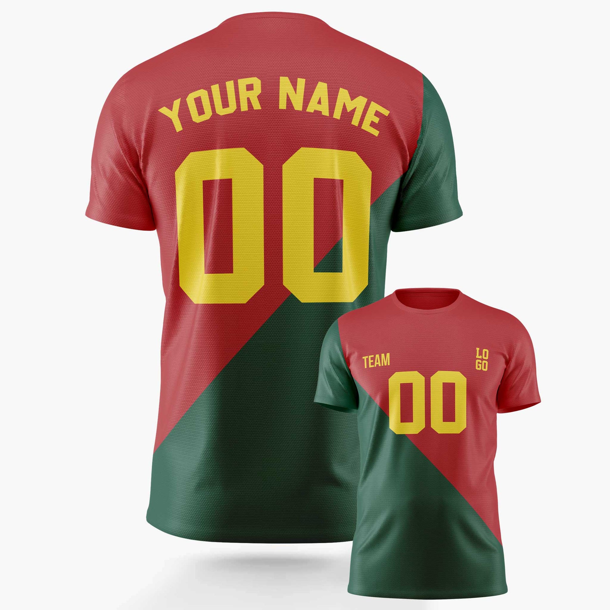 Custom Soccer Jersey Red and Dark Green - Design Your Own