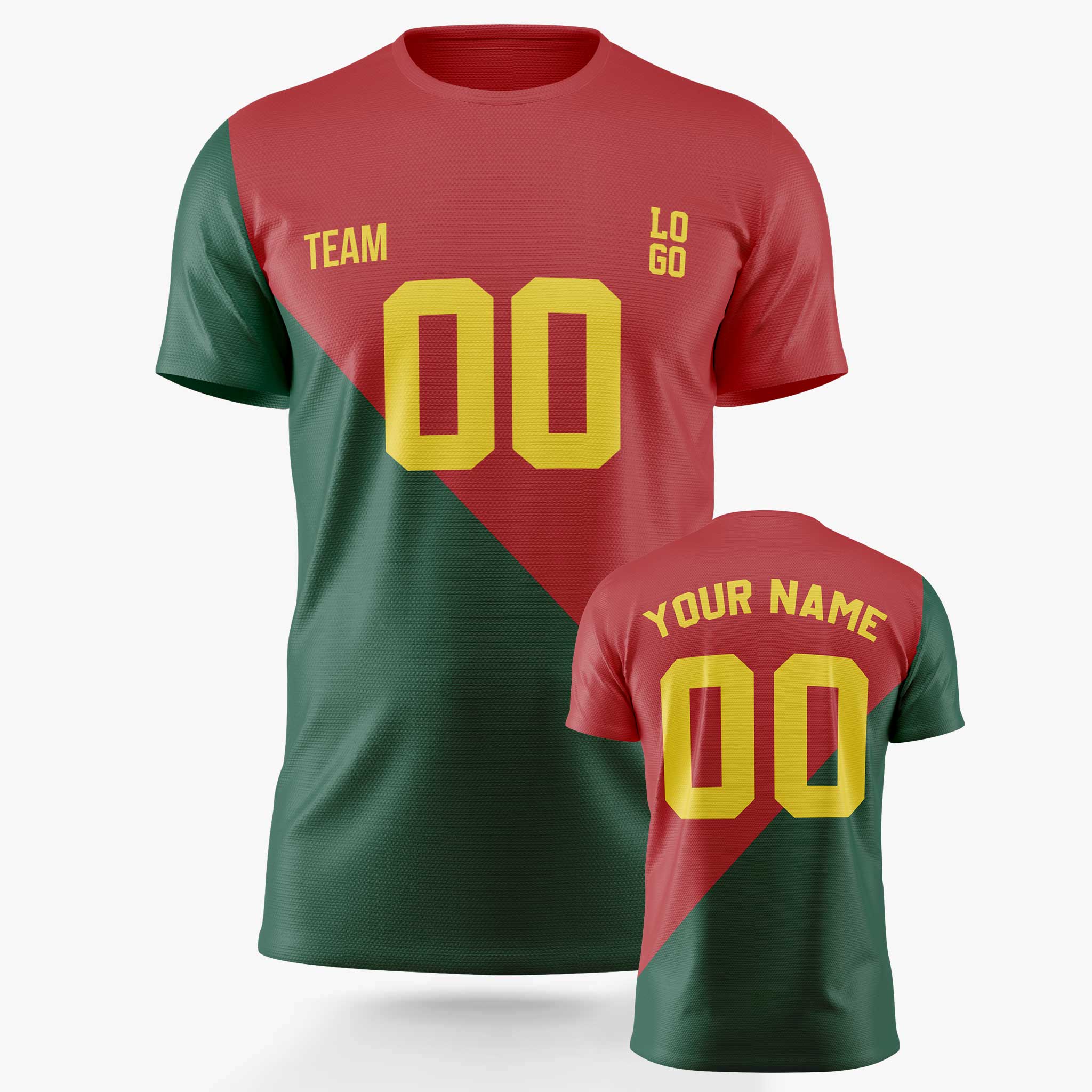 Custom Soccer Jersey Red and Dark Green - Design Your Own