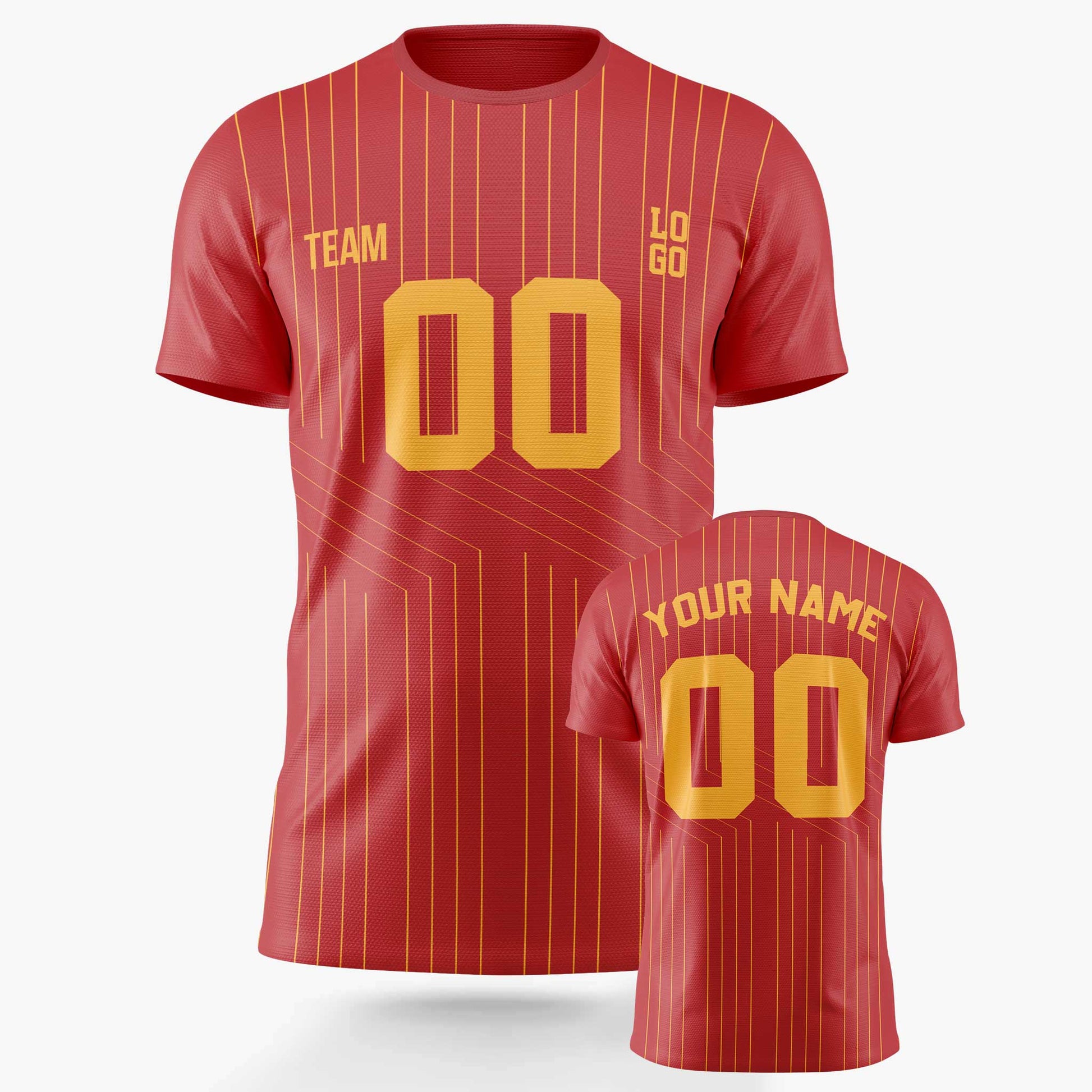 Custom Pinstripe Soccer Jersey Red and Gold - Design Your Own