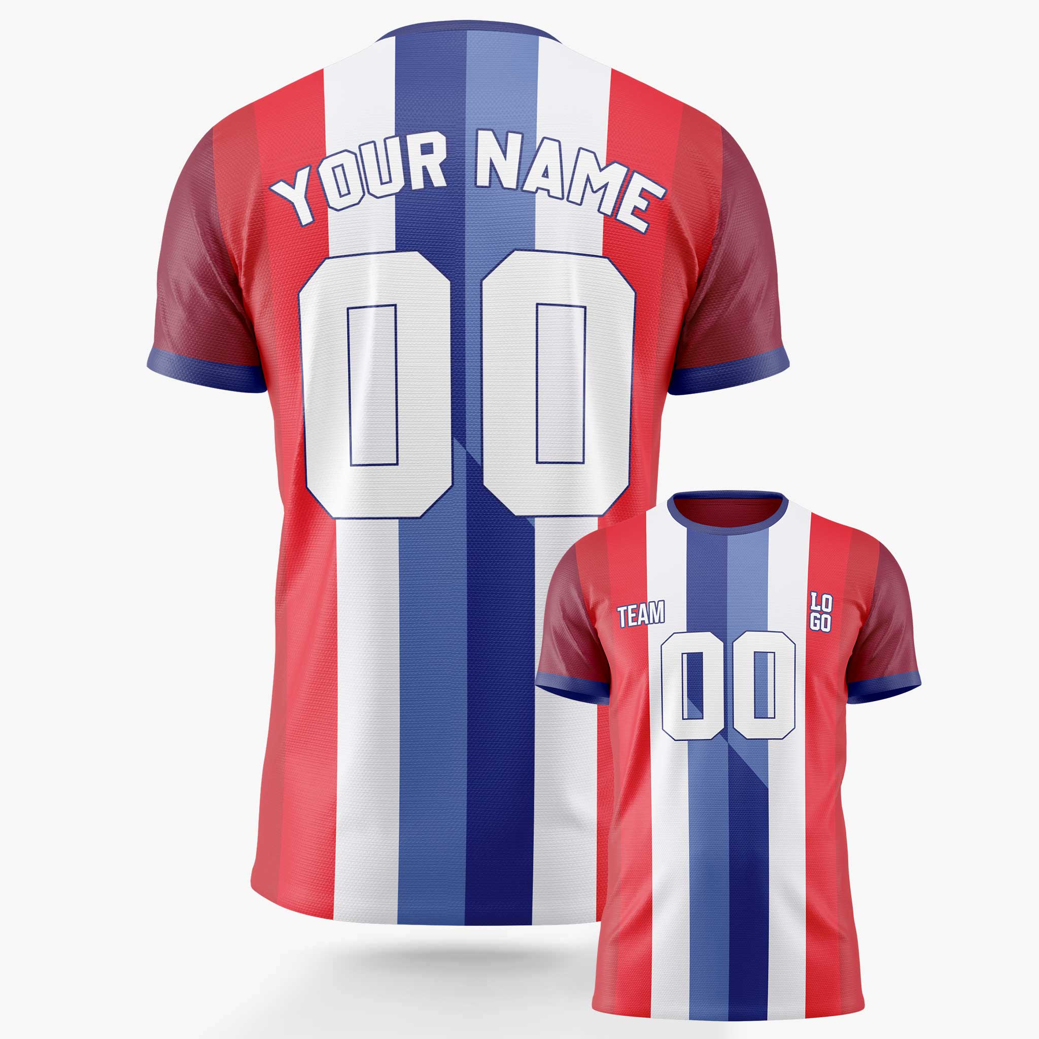 Custom Soccer Jersey Red White and Blue - Design Your Own