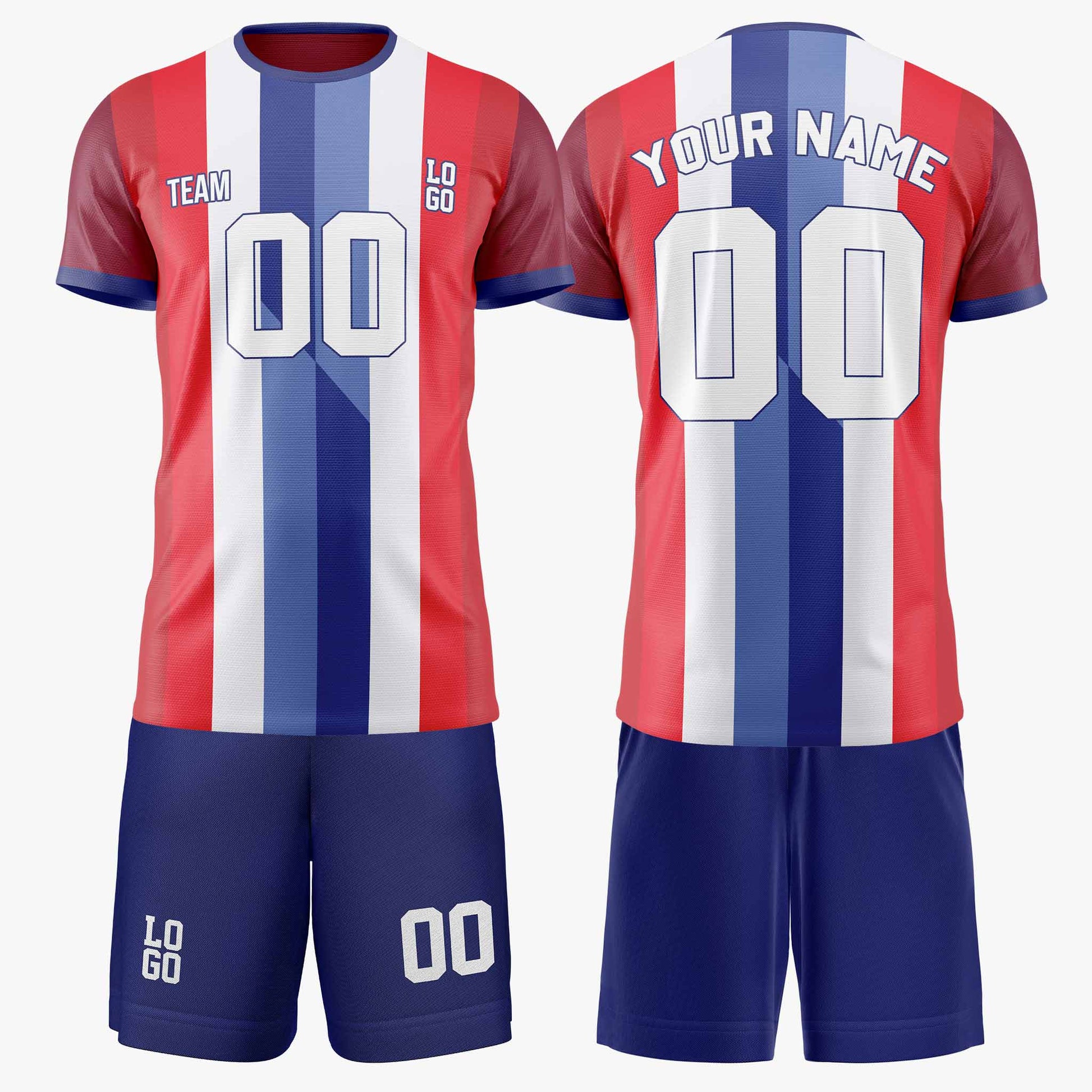 Custom Soccer Jersey Red White and Blue - Design Your Own