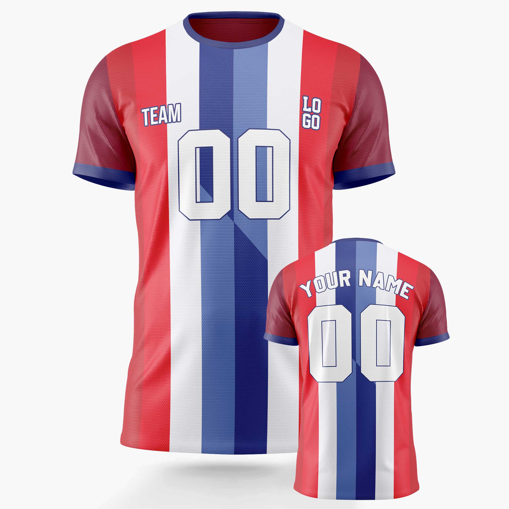 Custom Soccer Jersey Red White and Blue - Design Your Own