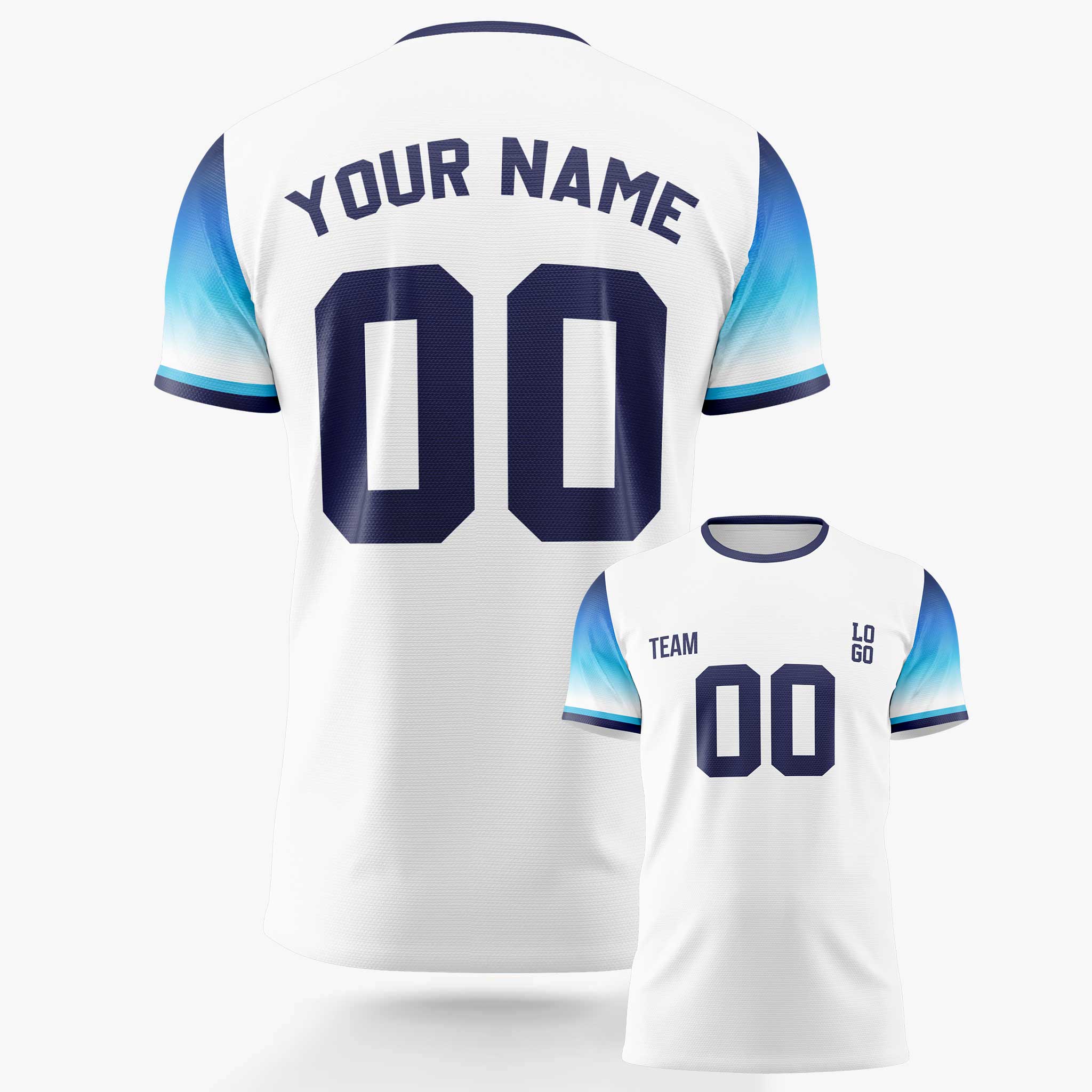 Custom Soccer Jersey White and Blue - Design Your Own