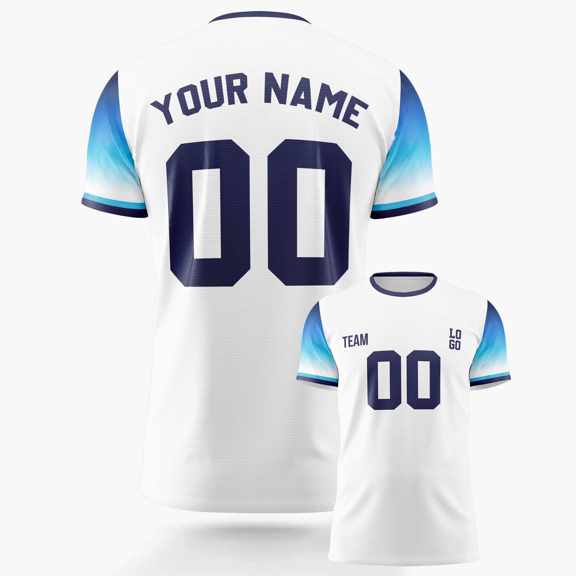 Custom Soccer Jersey White and Blue - Design Your Own