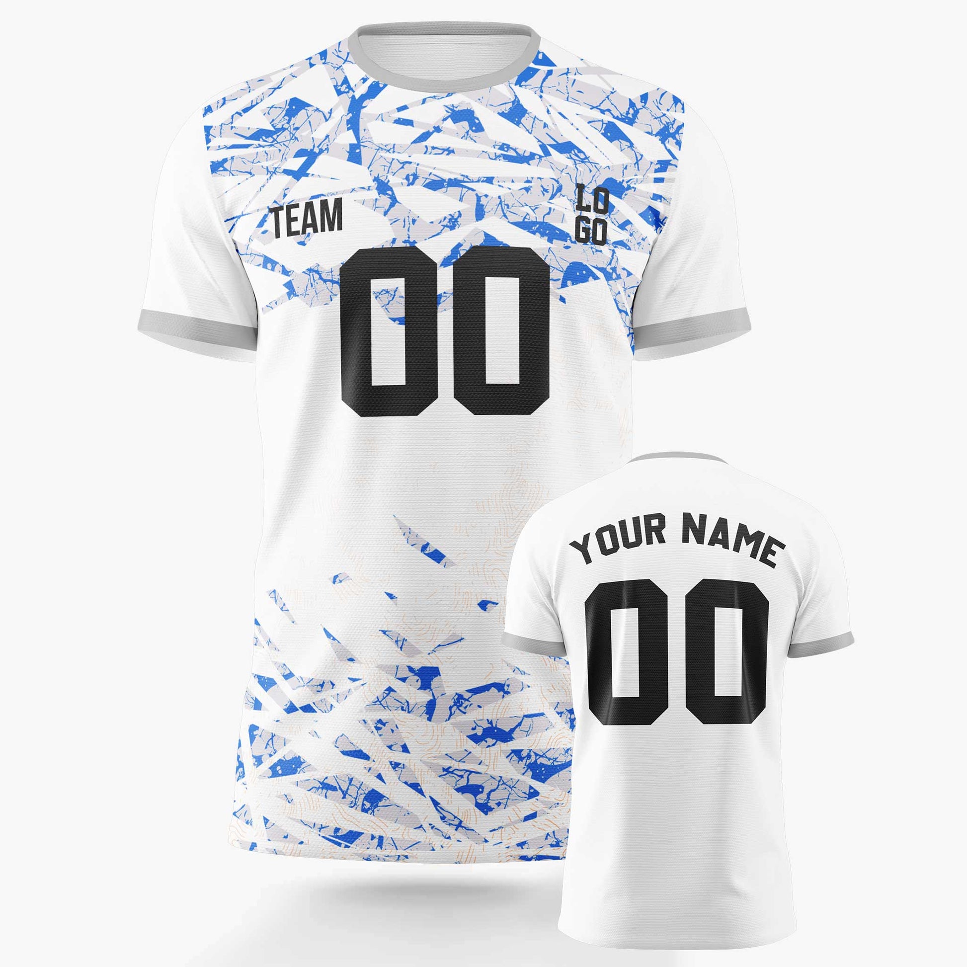 Custom Soccer Jersey White Blue and Black - Design Your Own