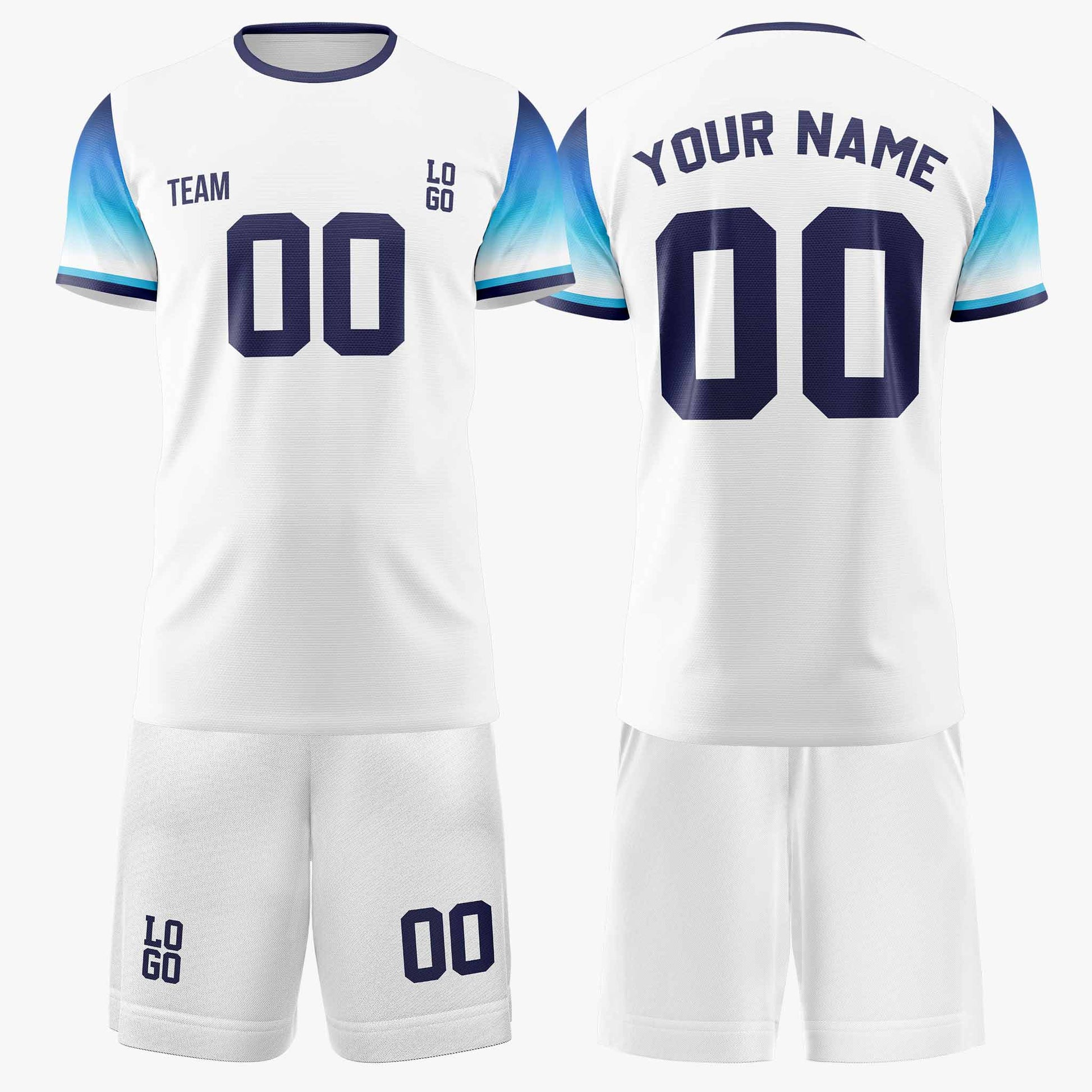 Custom Soccer Jersey White and Blue - Design Your Own