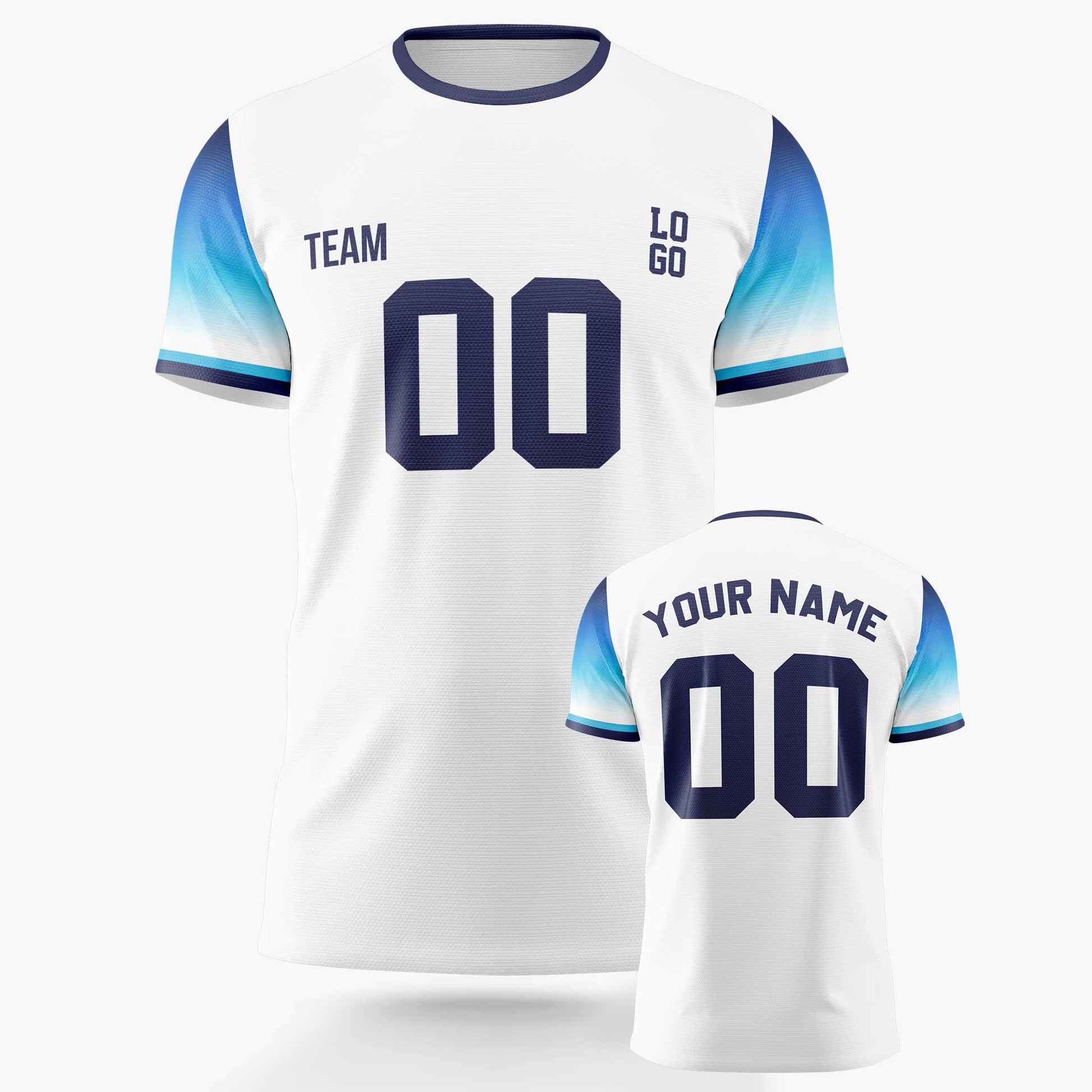 Custom Soccer Jersey White and Blue - Design Your Own