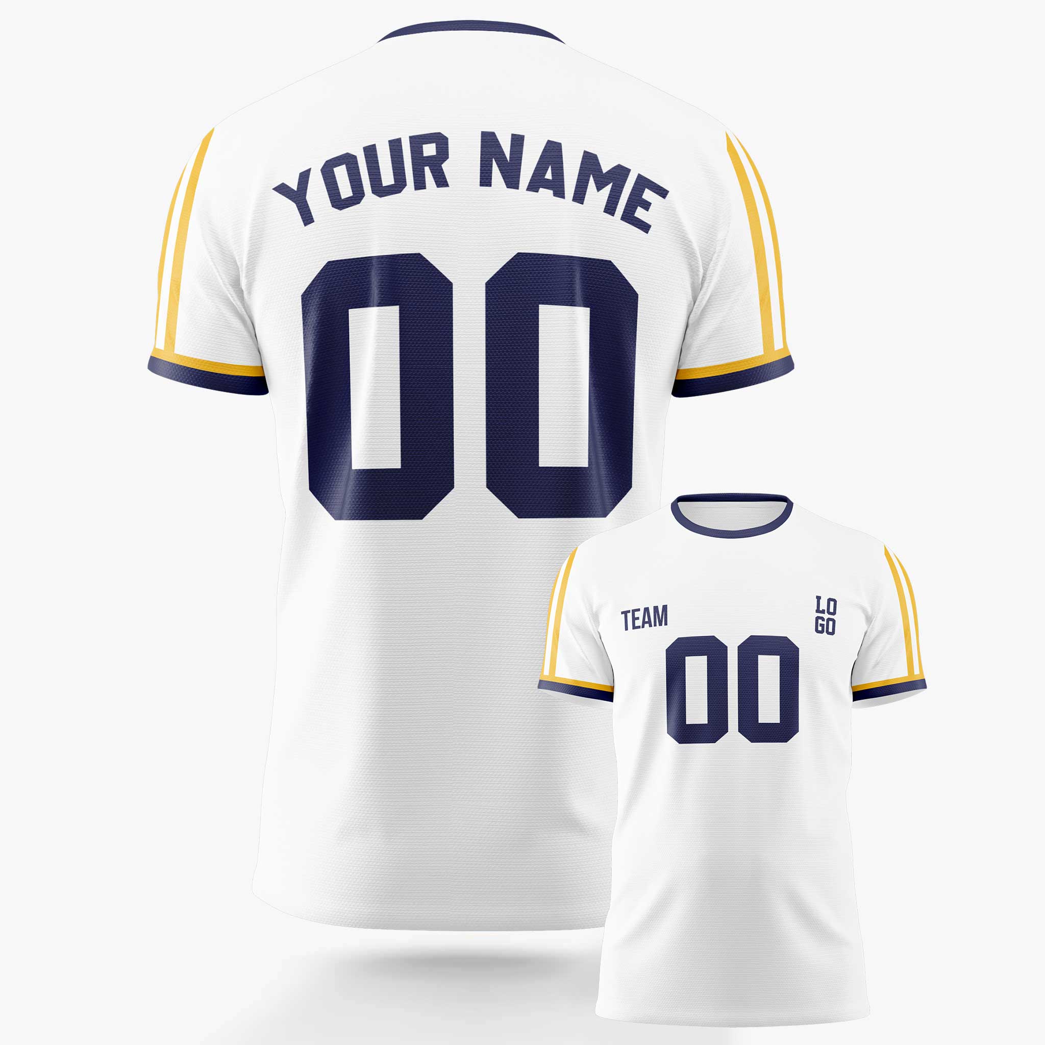 Custom Soccer Jersey White and Navy - Design Your Own