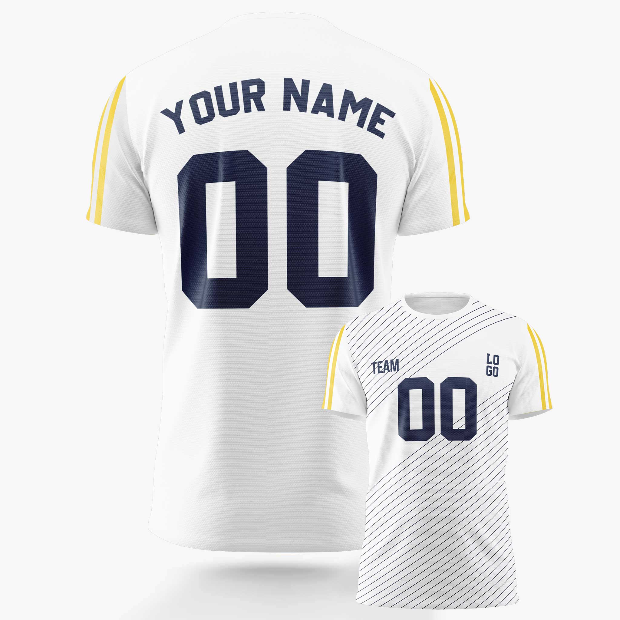 Custom Pinstripe Soccer Jersey White and Navy - Design Your Own