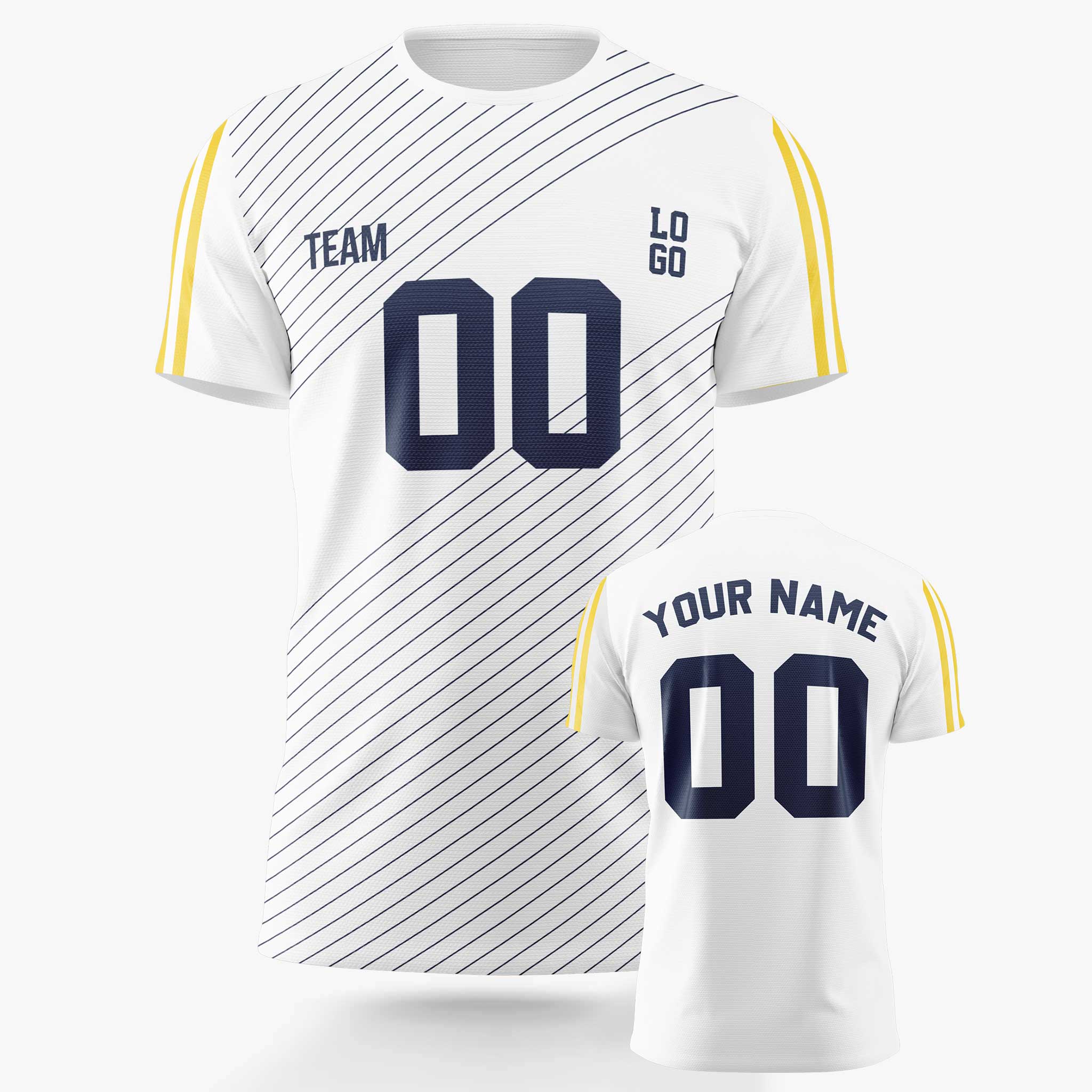 Custom Pinstripe Soccer Jersey White and Navy - Design Your Own