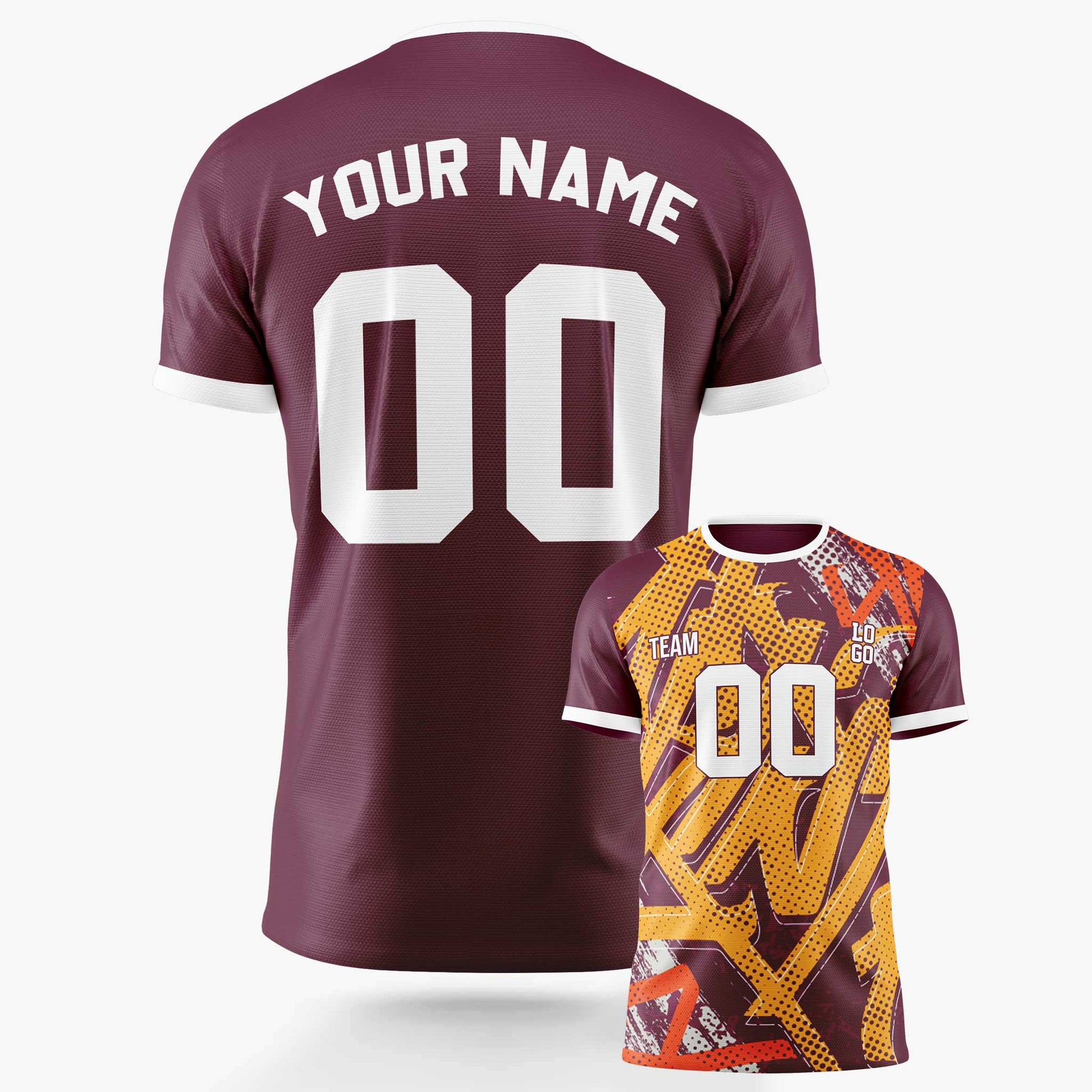 Custom Soccer Jersey Wine and Gold - Design Your Own