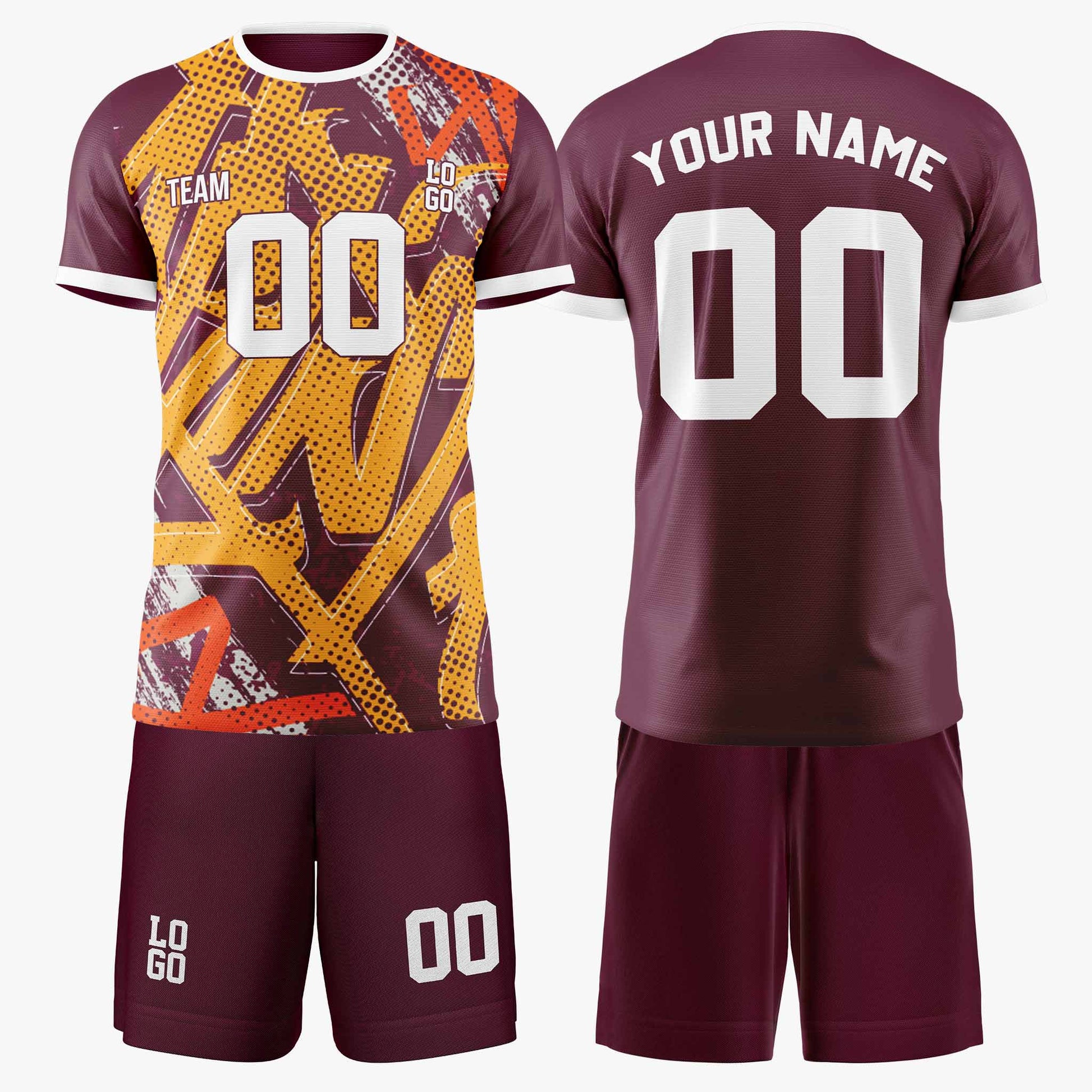 Custom Soccer Jersey Wine and Gold - Design Your Own