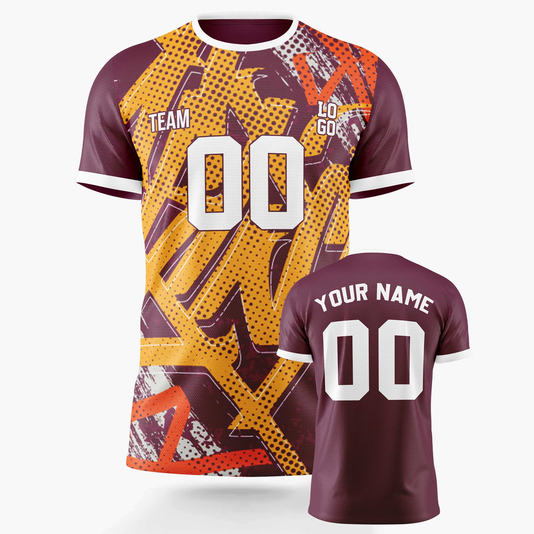 Custom Soccer Jersey Wine and Gold - Design Your Own