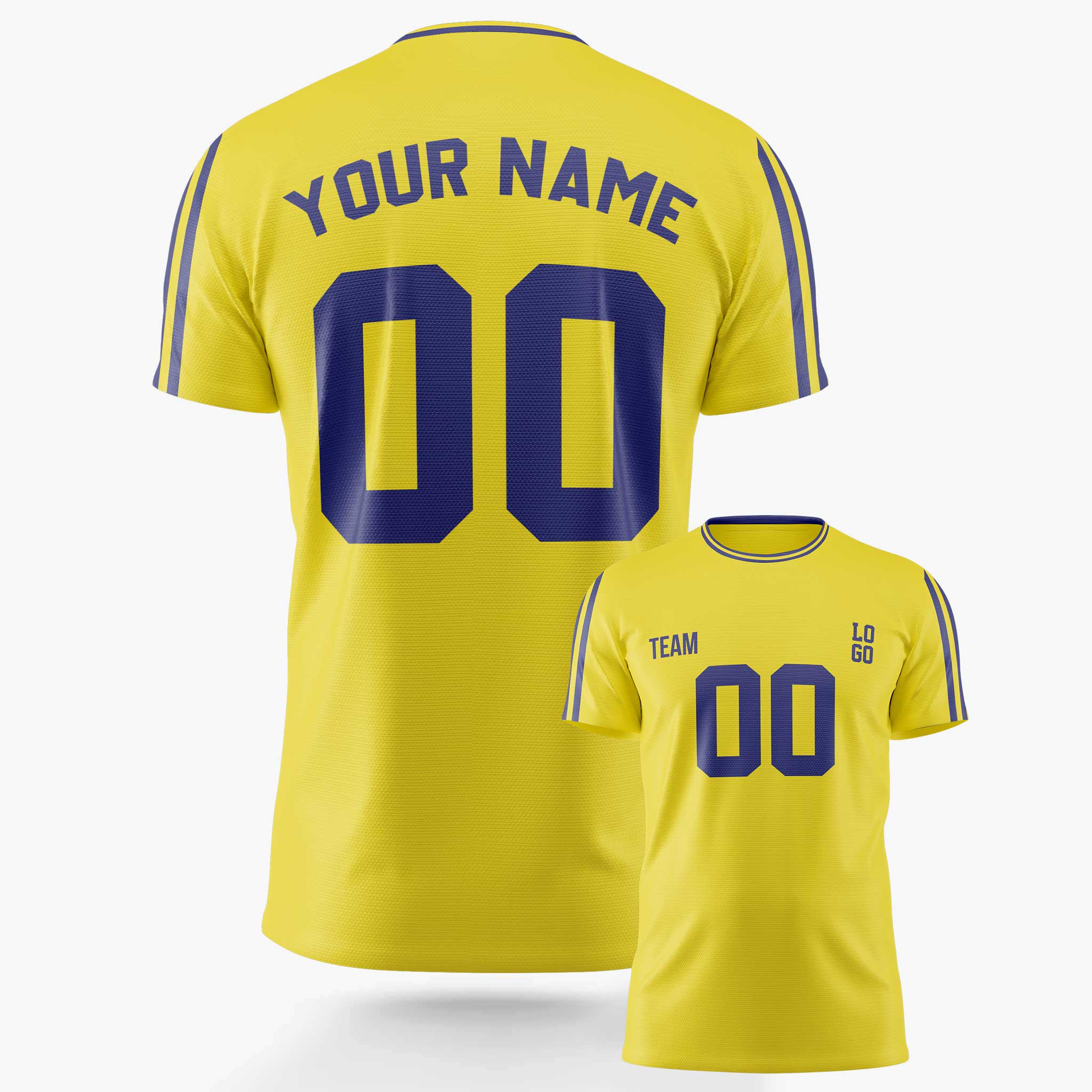 Custom Soccer Jersey Yellow and Navy - Design Your Own