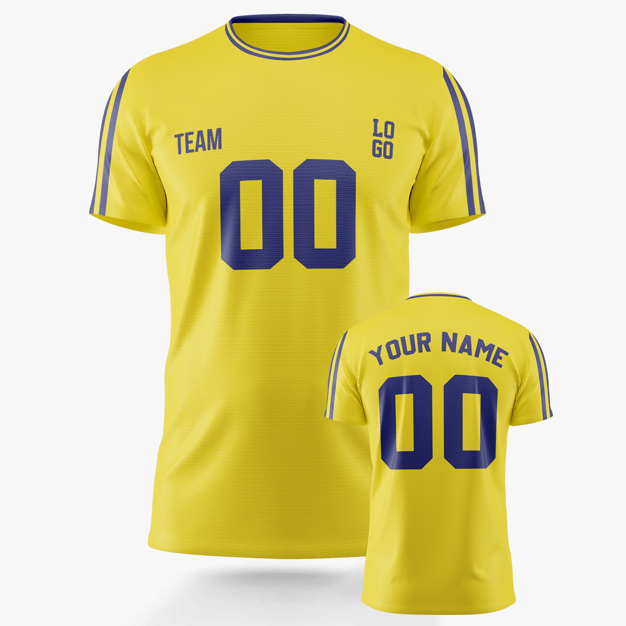 Custom Soccer Jersey Yellow and Navy - Design Your Own