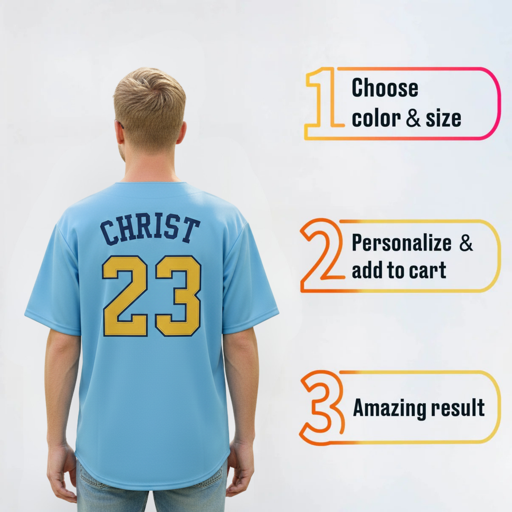 Custom Religious Psalm Baseball Jersey – Blue Christian Design Add Your Name