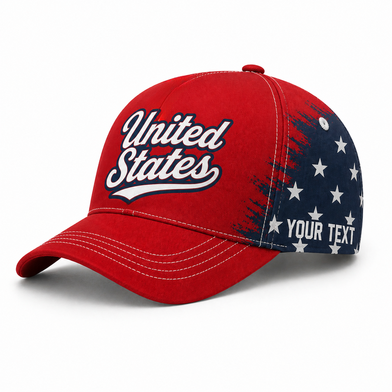 Custom United States Red Baseball Cap, Add Your Name, Team Name and Number