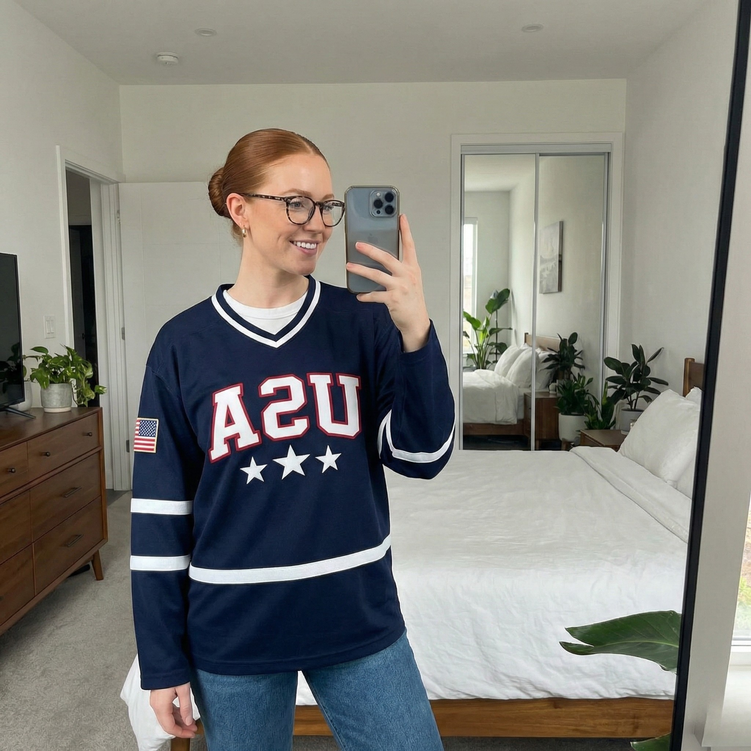 Custom USA Hockey Jersey - Navy Patriotic Design, Personalized Name & Number