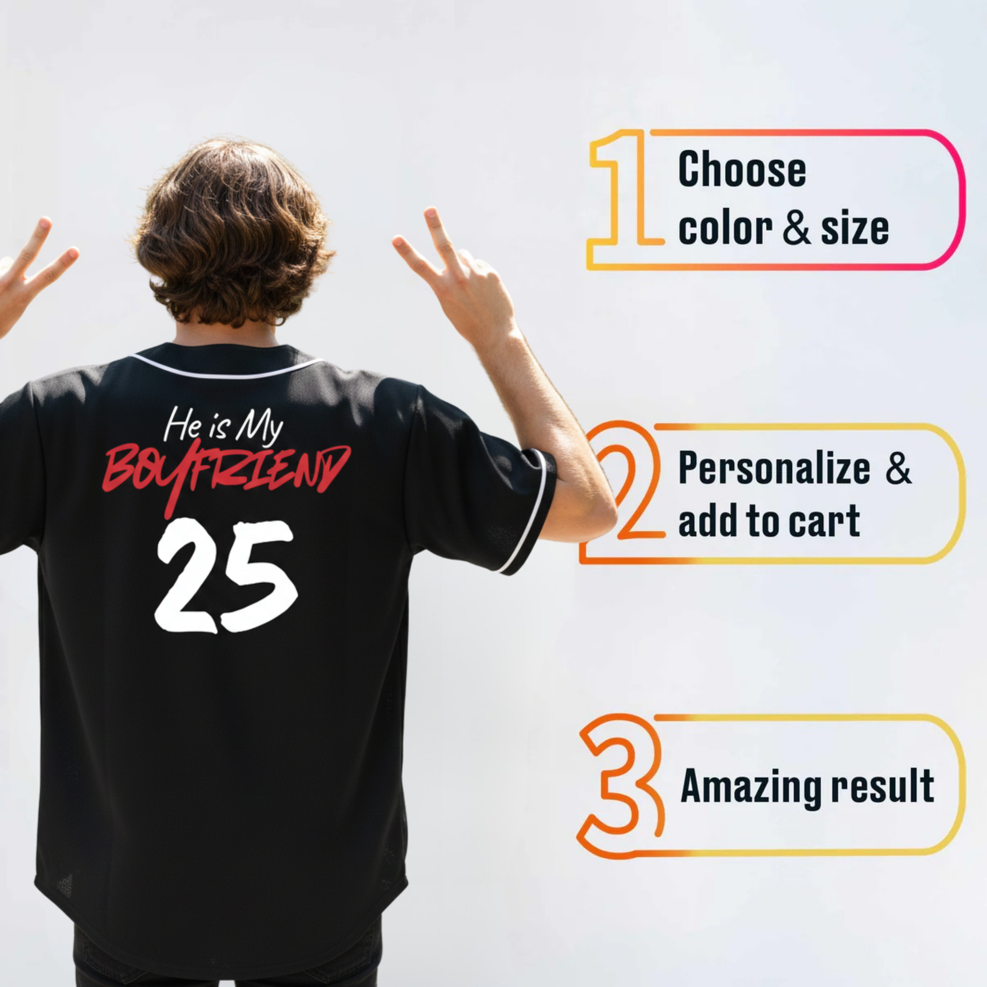 Custom Valentine's Day Baseball Jersey – Black Love Design Add Your Name and Initial