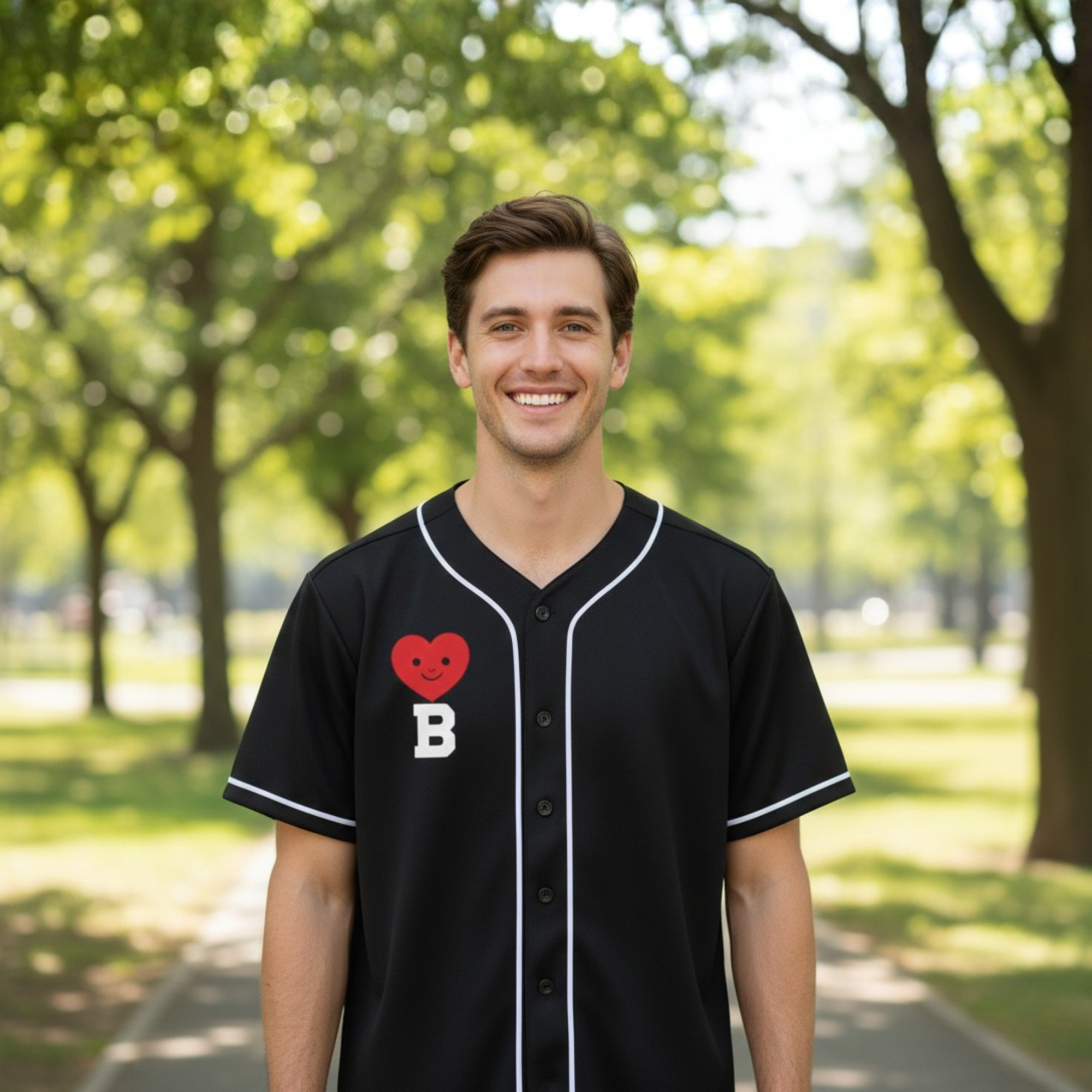 Custom Valentine's Day Baseball Jersey – Black Love Design Add Your Name and Initial