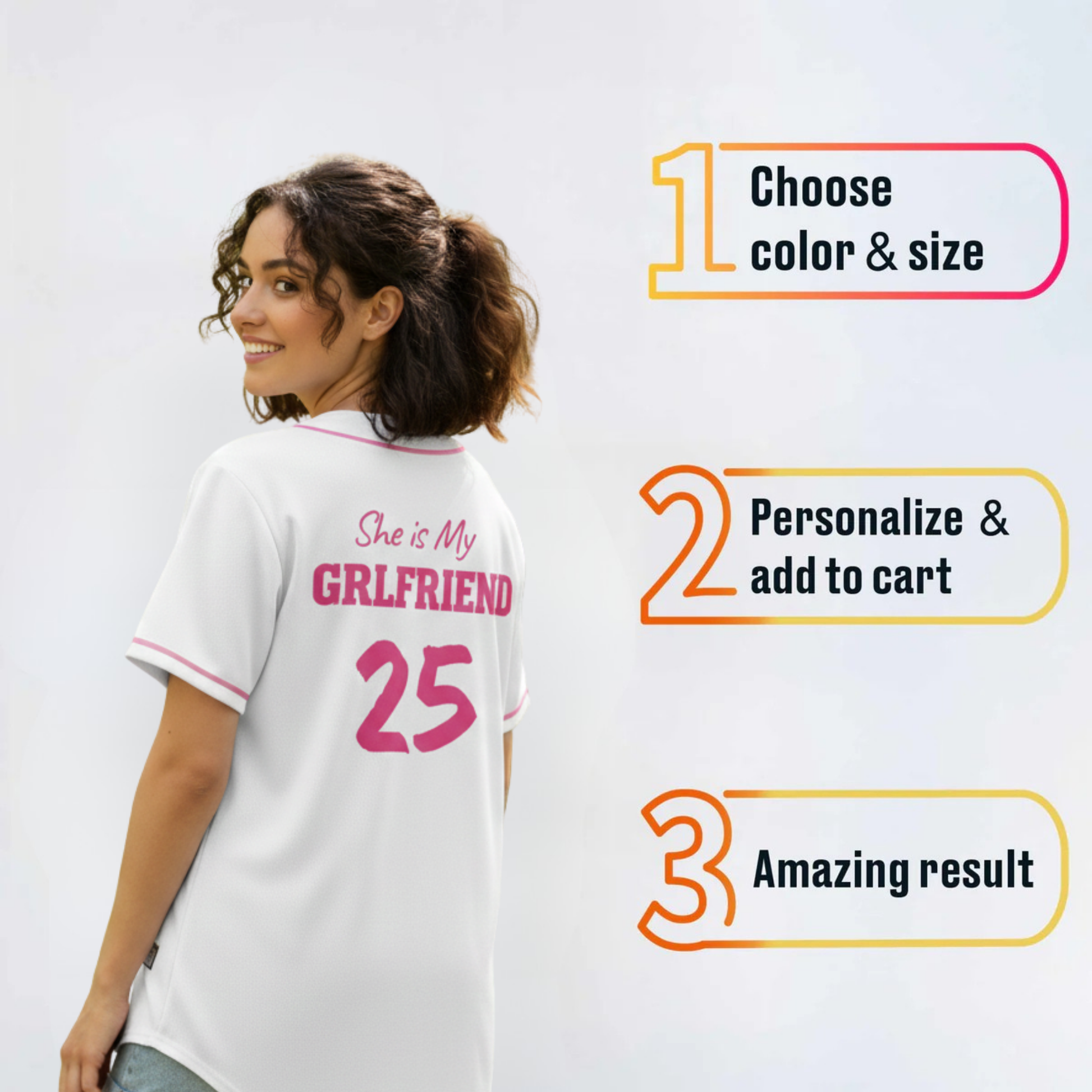 Custom Valentine's Day Baseball Jersey – White Love Design Add Your Name and Initial