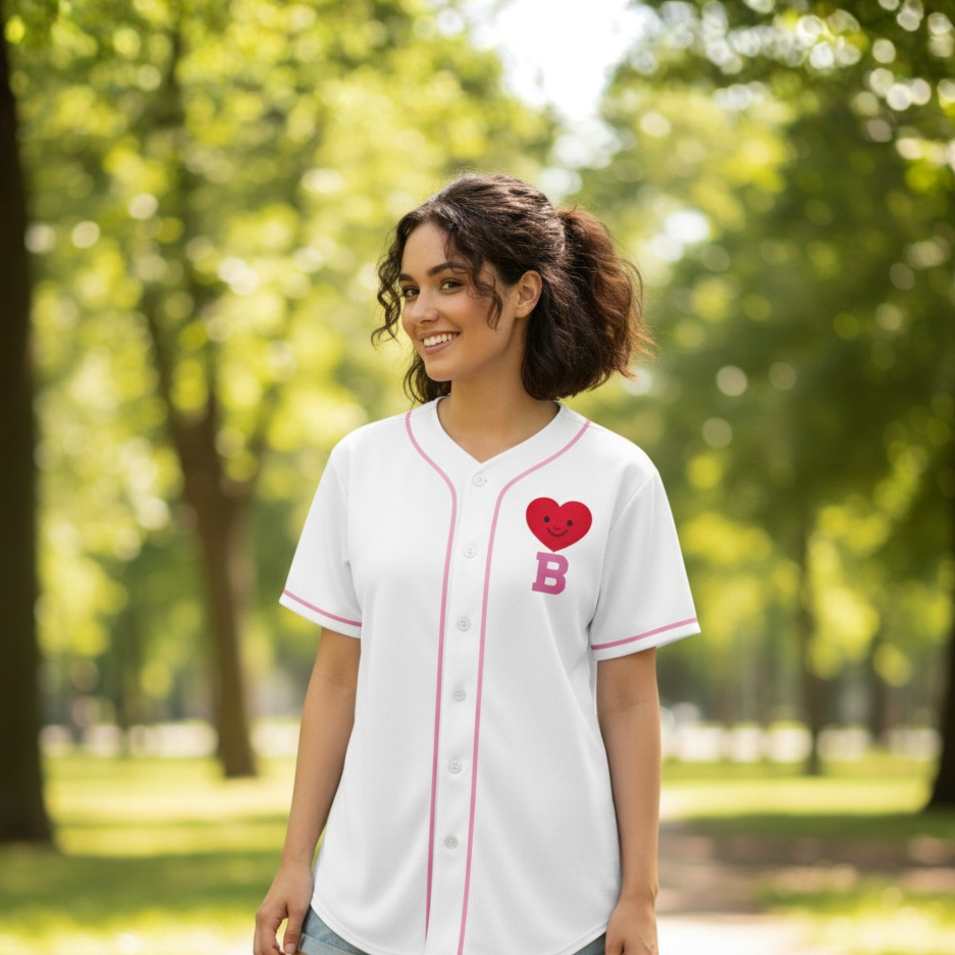 Custom Valentine's Day Baseball Jersey – White Love Design Add Your Name and Initial