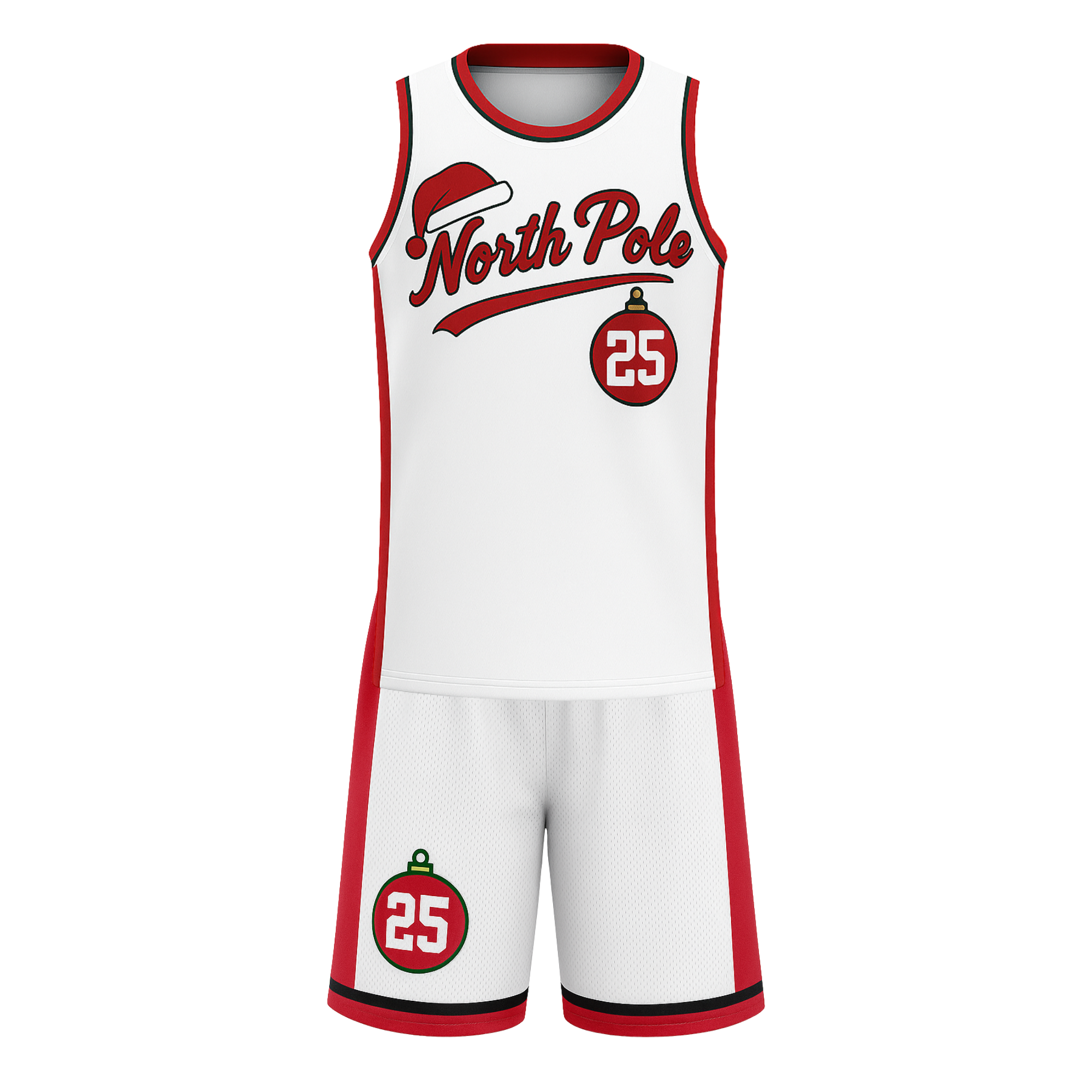 Custom Christmas Basketball Jersey White North Pole - Design Your Own