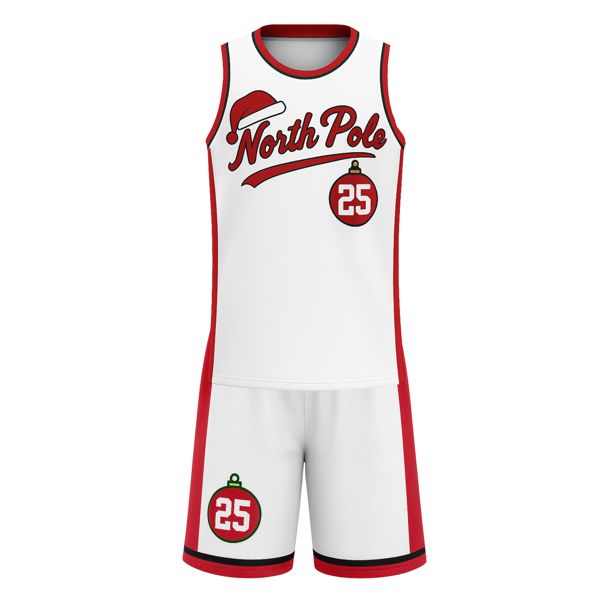 Custom Christmas Basketball Jersey White North Pole - Design Your Own
