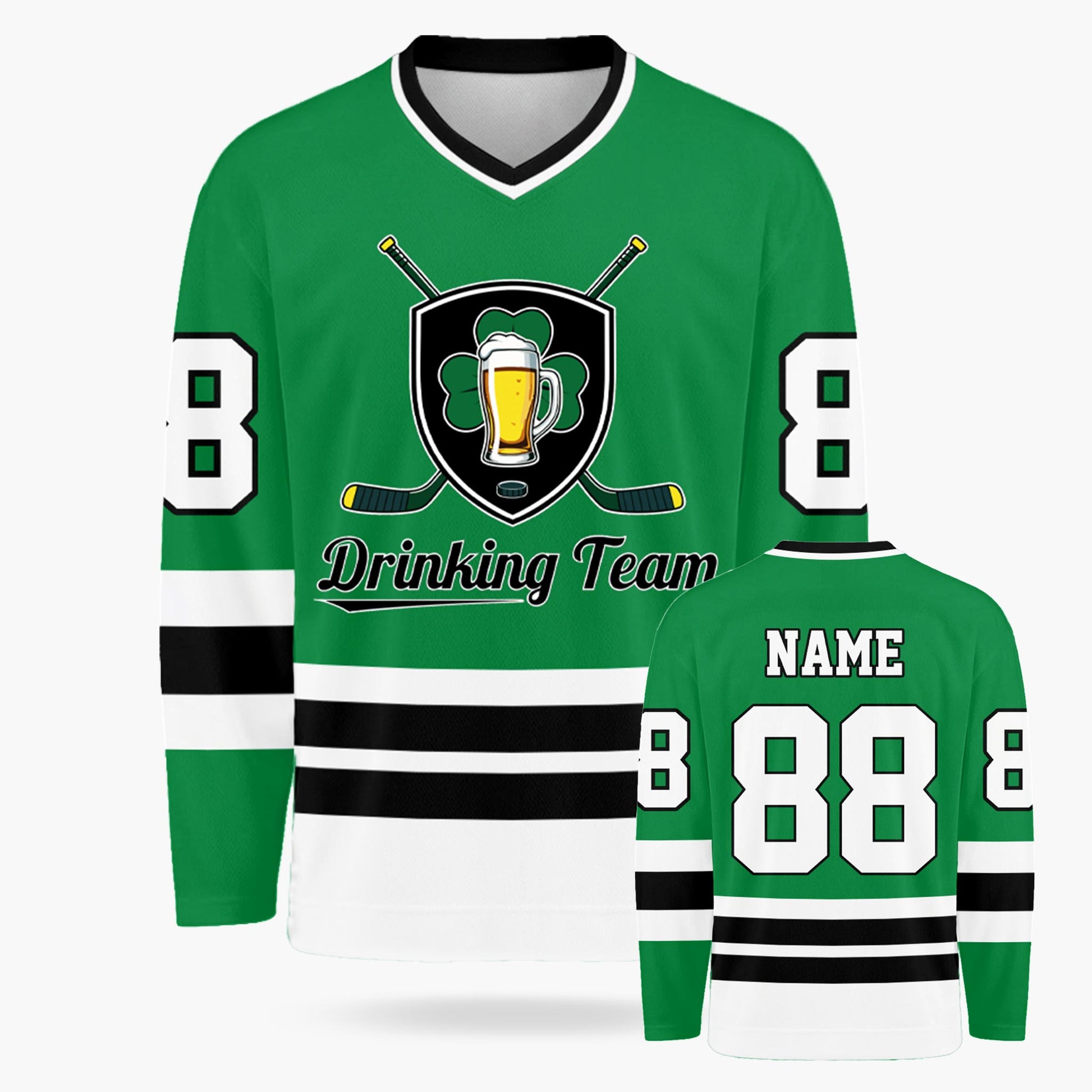 Custom St. Patrick's Day Hockey Jersey Drinking Team - Design Your Own