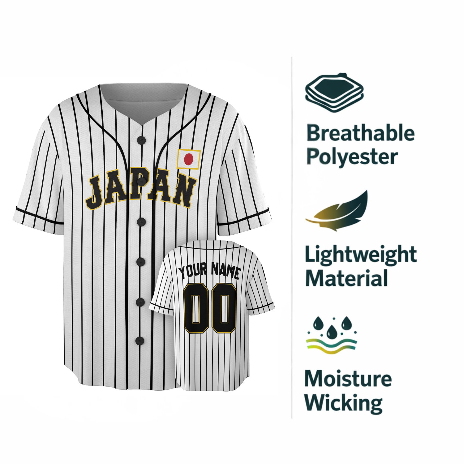 Custom Japan Baseball Jersey Japanese Fan Classic Script – Personalized Name Number