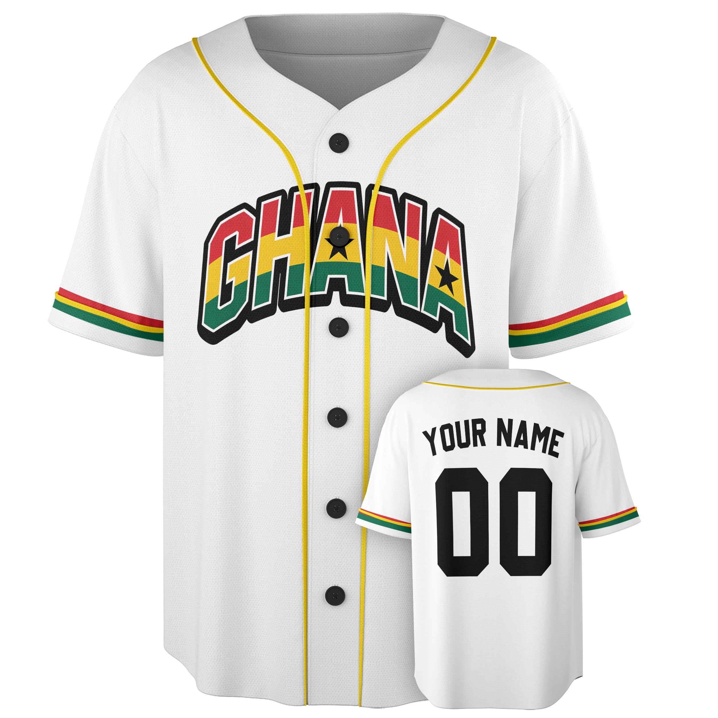 Custom Ghana Baseball Jersey Ghanaian Fan Star Heritage – Personalized Name Number