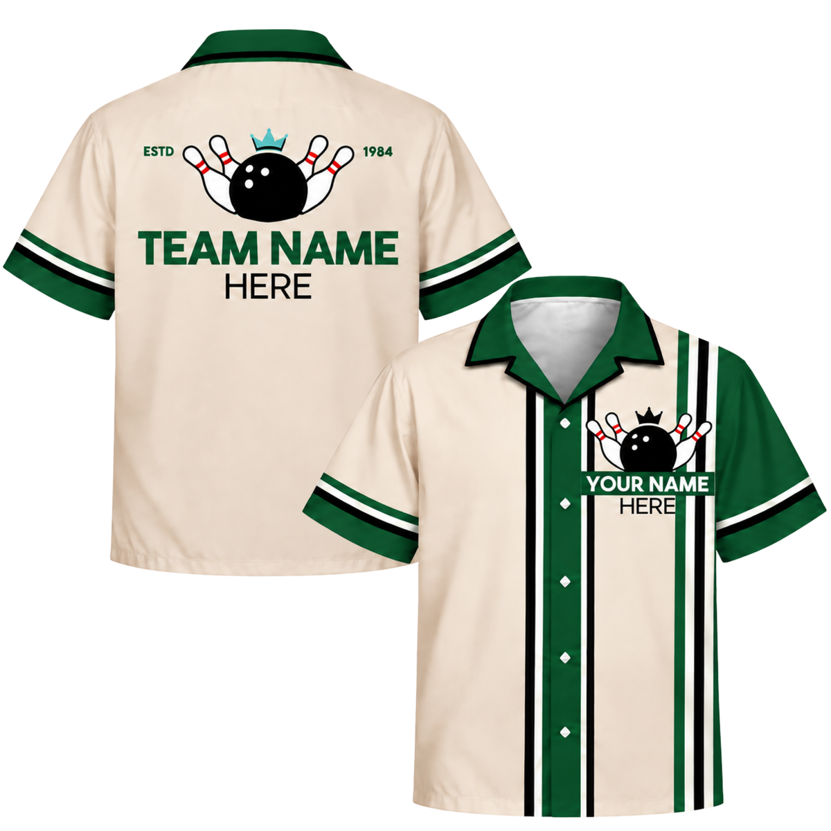 Custom Bowling Jersey Green – Add Your Name and Team Name