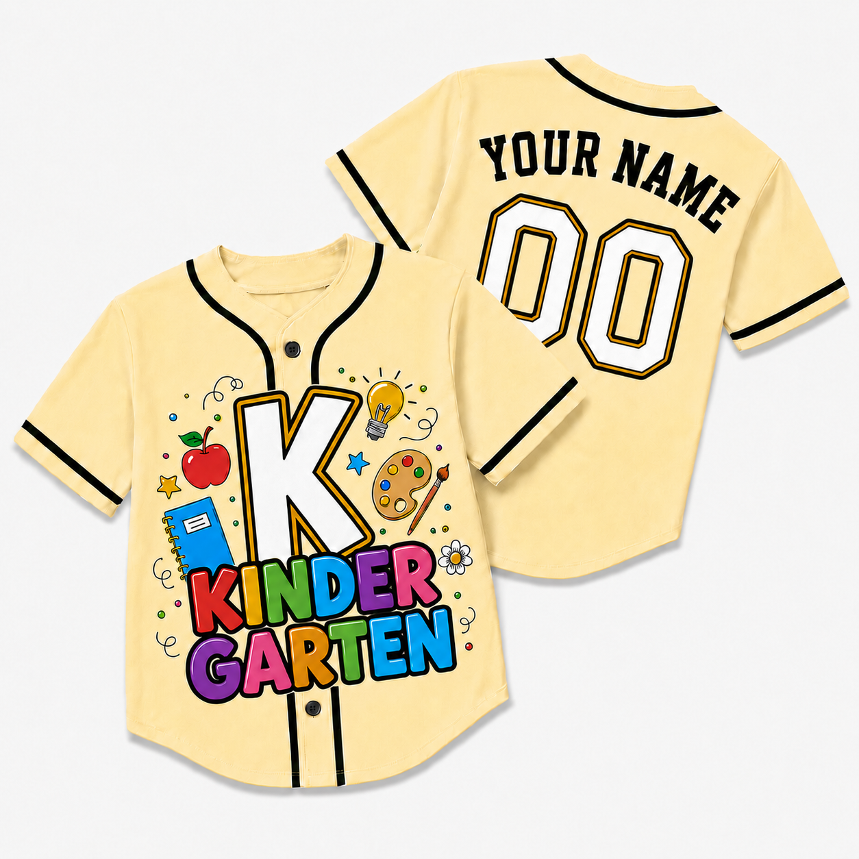 Custom First Day of School Baseball Jersey Kindergarten Design - Add Your Name and Number