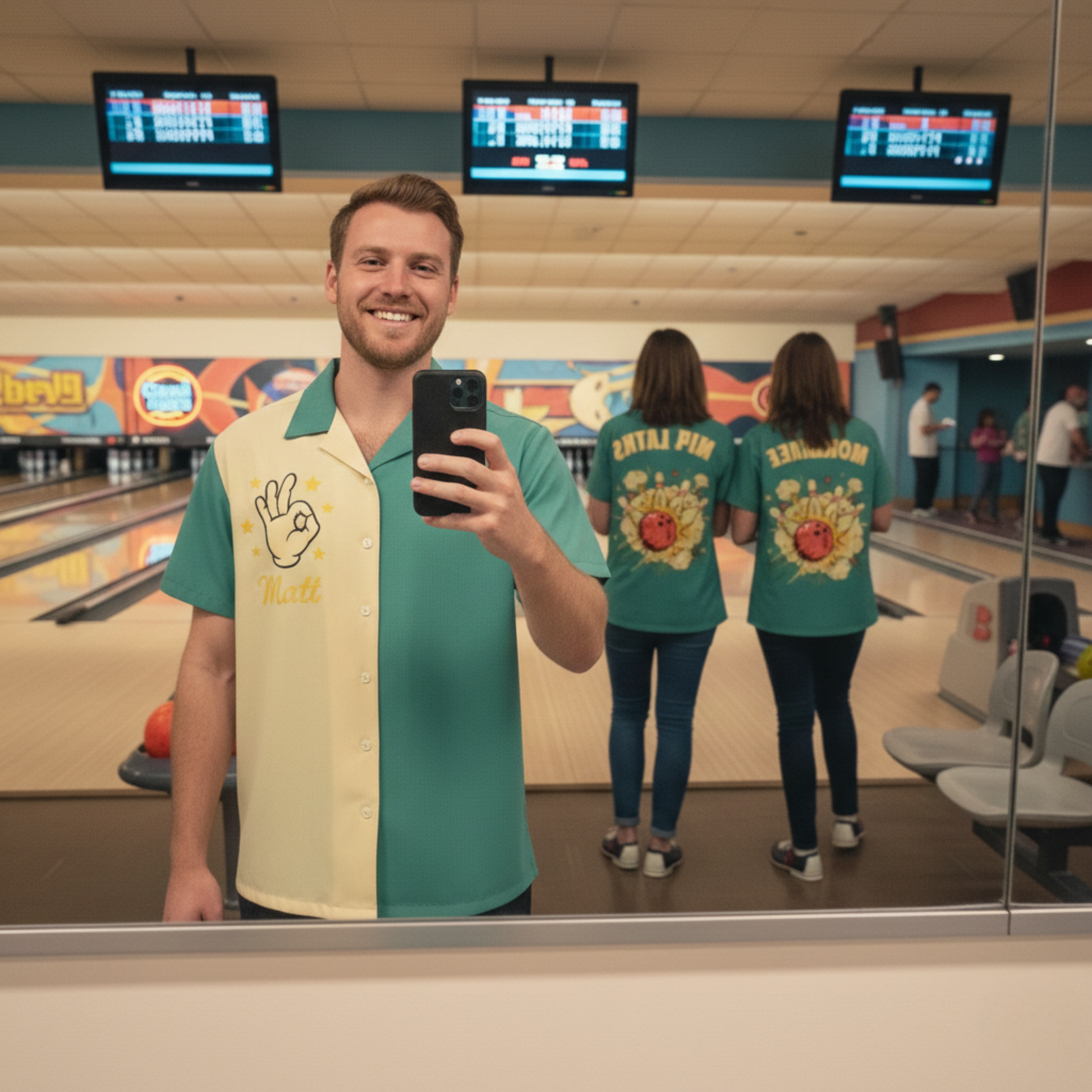 Custom Bowling Jersey Beige and Blue – Add Your Name and Team Name