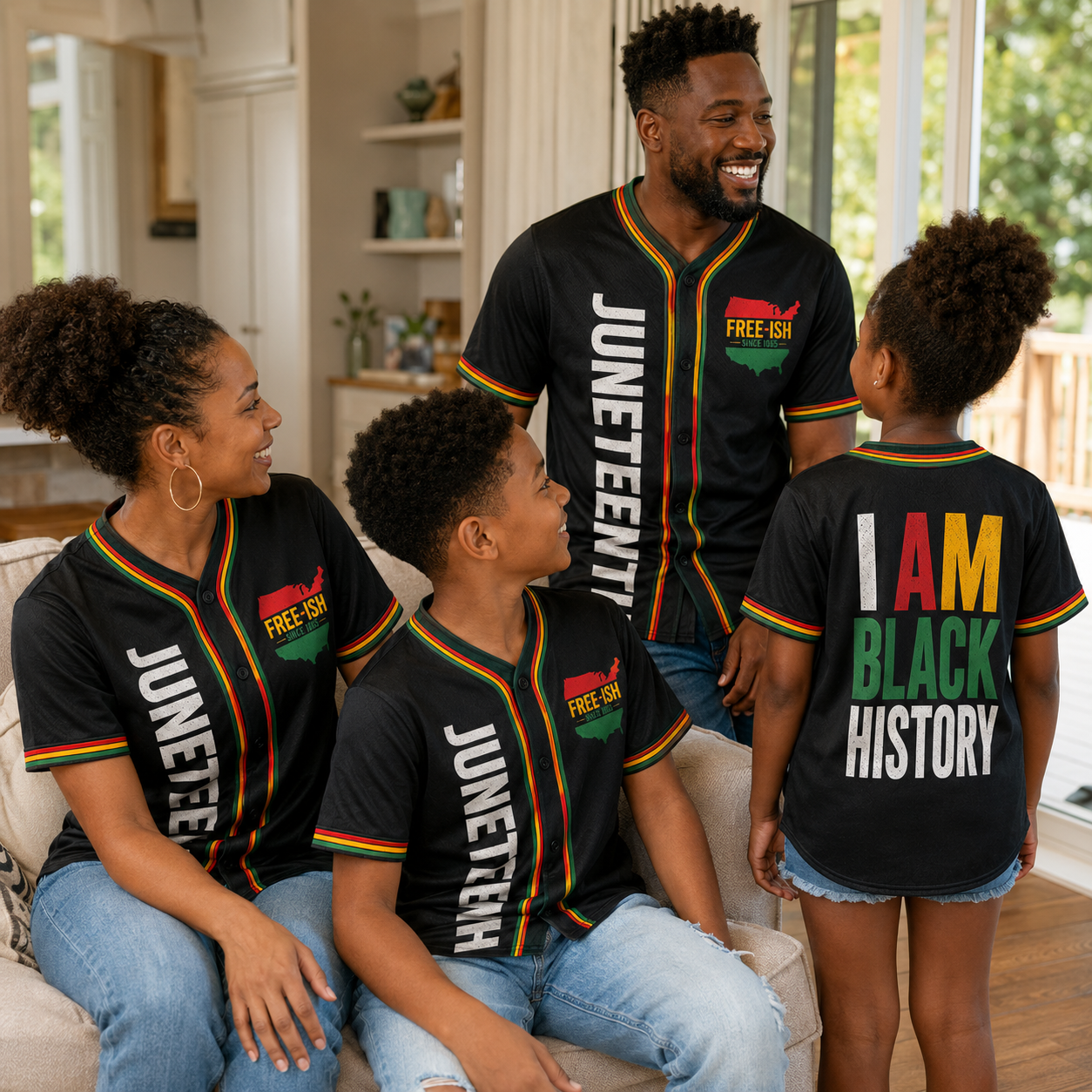 Custom Juneteenth Baseball Jersey Black Flag Design - Add Your Name and Number