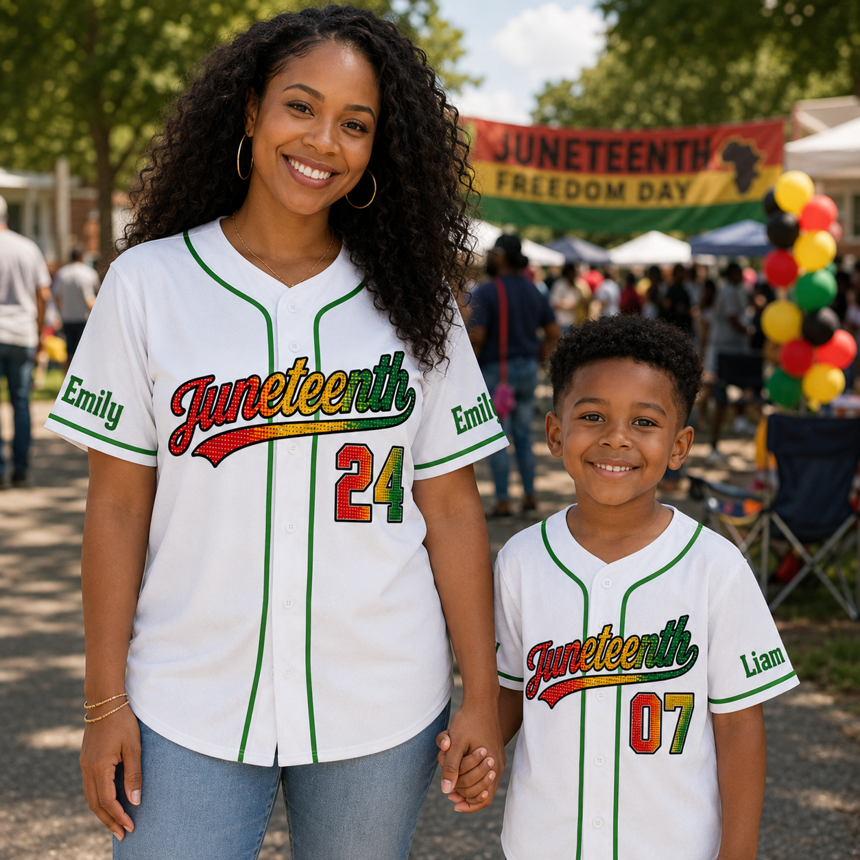 Custom Juneteenth Baseball Jersey White Flag Design - Add Your Name and Number
