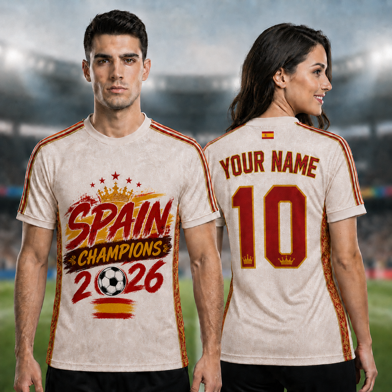 Custom Spain Soccer Jersey Spanish Fan Champions 2026 - Personalized Name Number