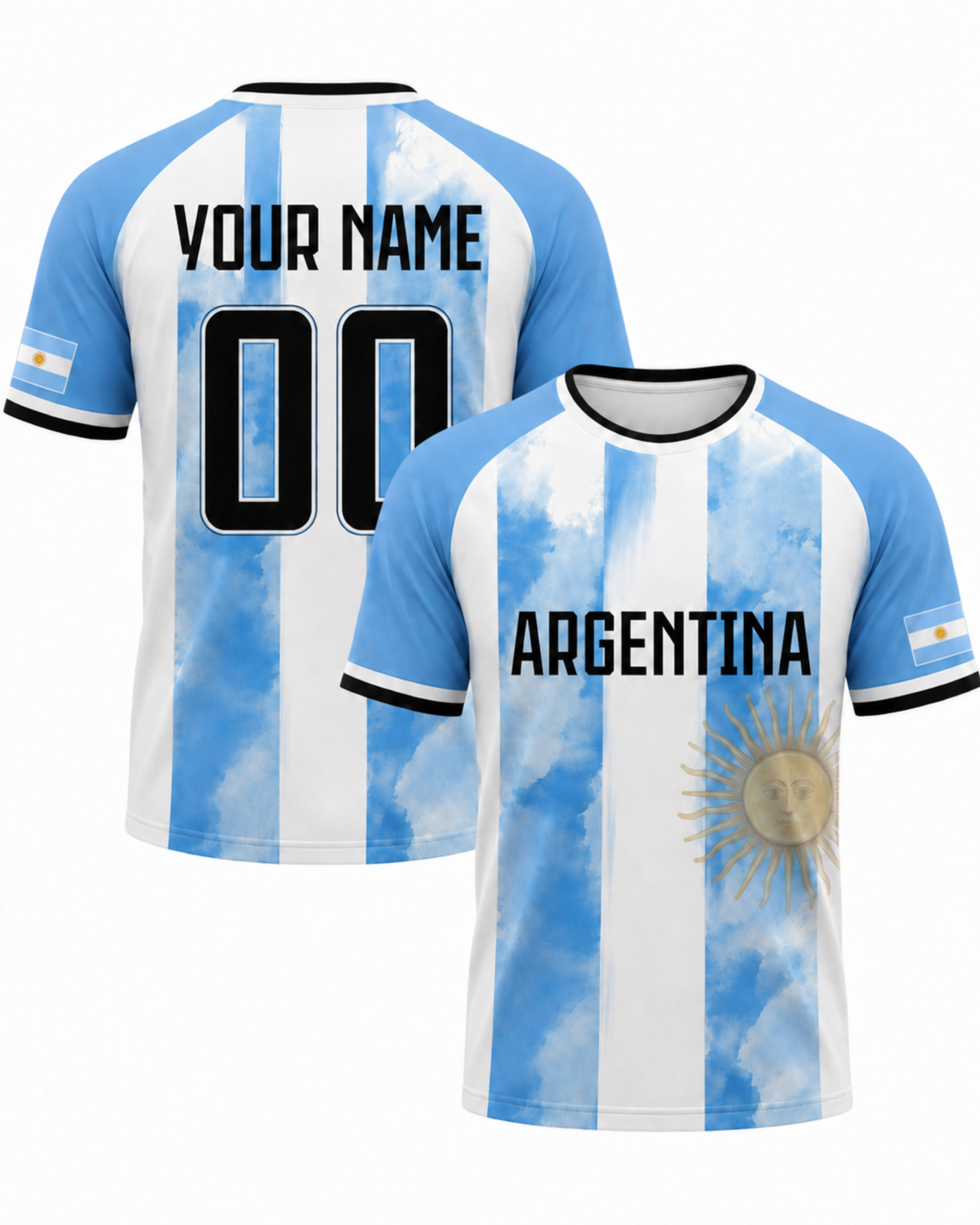 Custom Argentina Soccer Jersey Argentinian Fan Celestial Stripes – Personalized Name Number