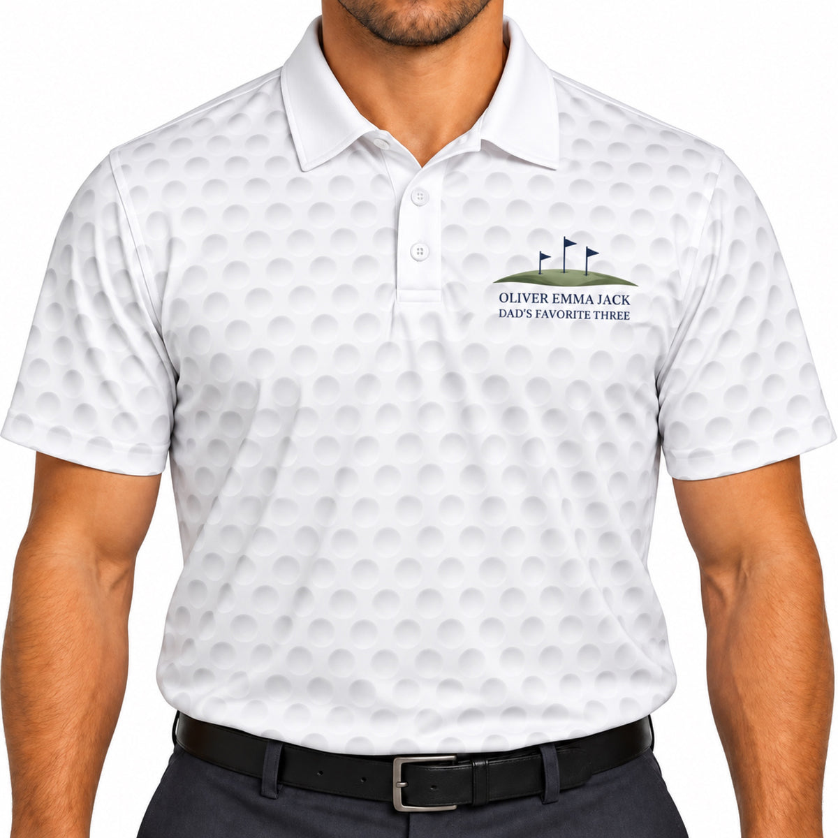 Custom Dimple Pattern Golf Polo - Add Your Name and Text
