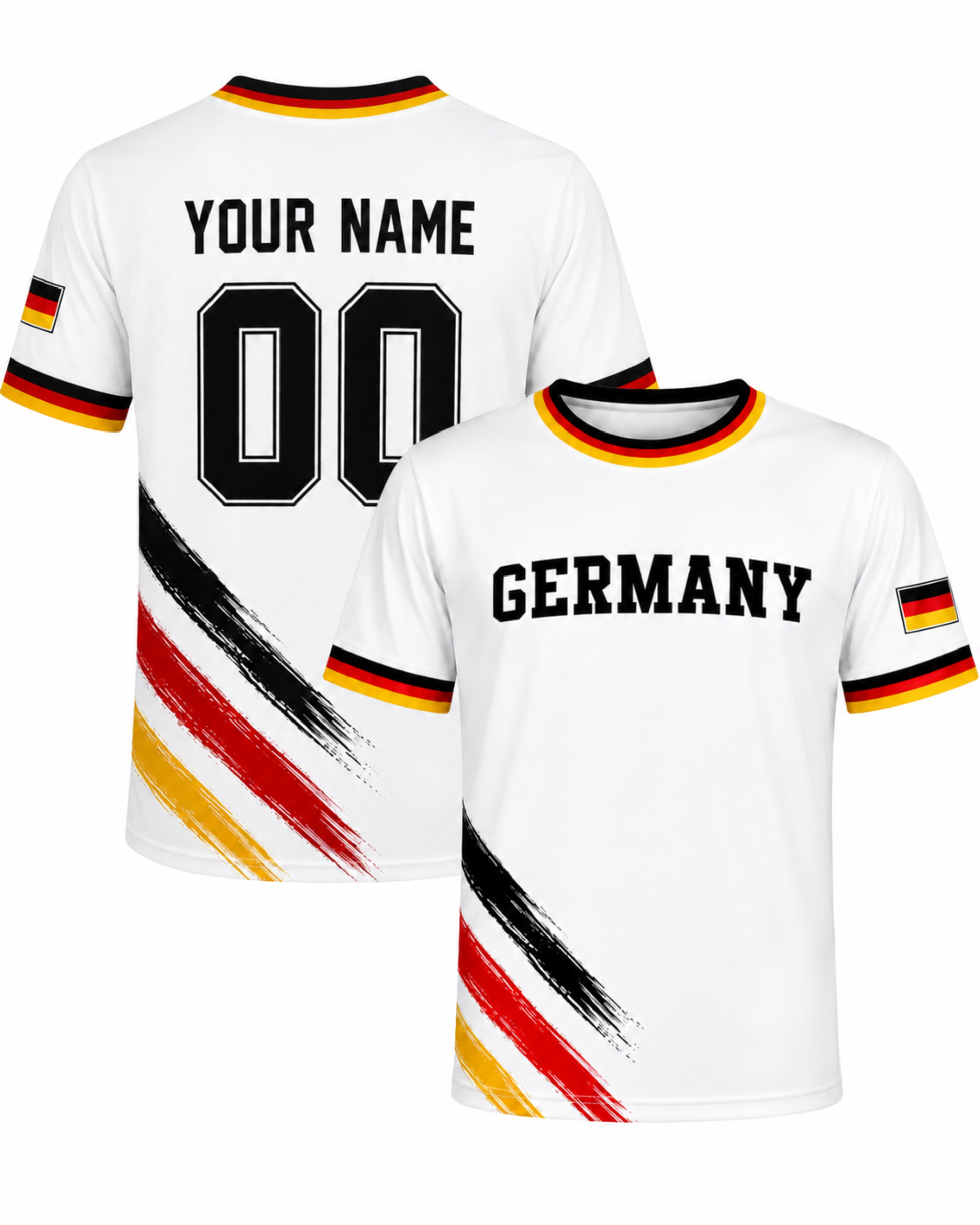 Custom Germany Soccer Jersey German Fan Dynamic Brushstrokes – Personalized Name Number