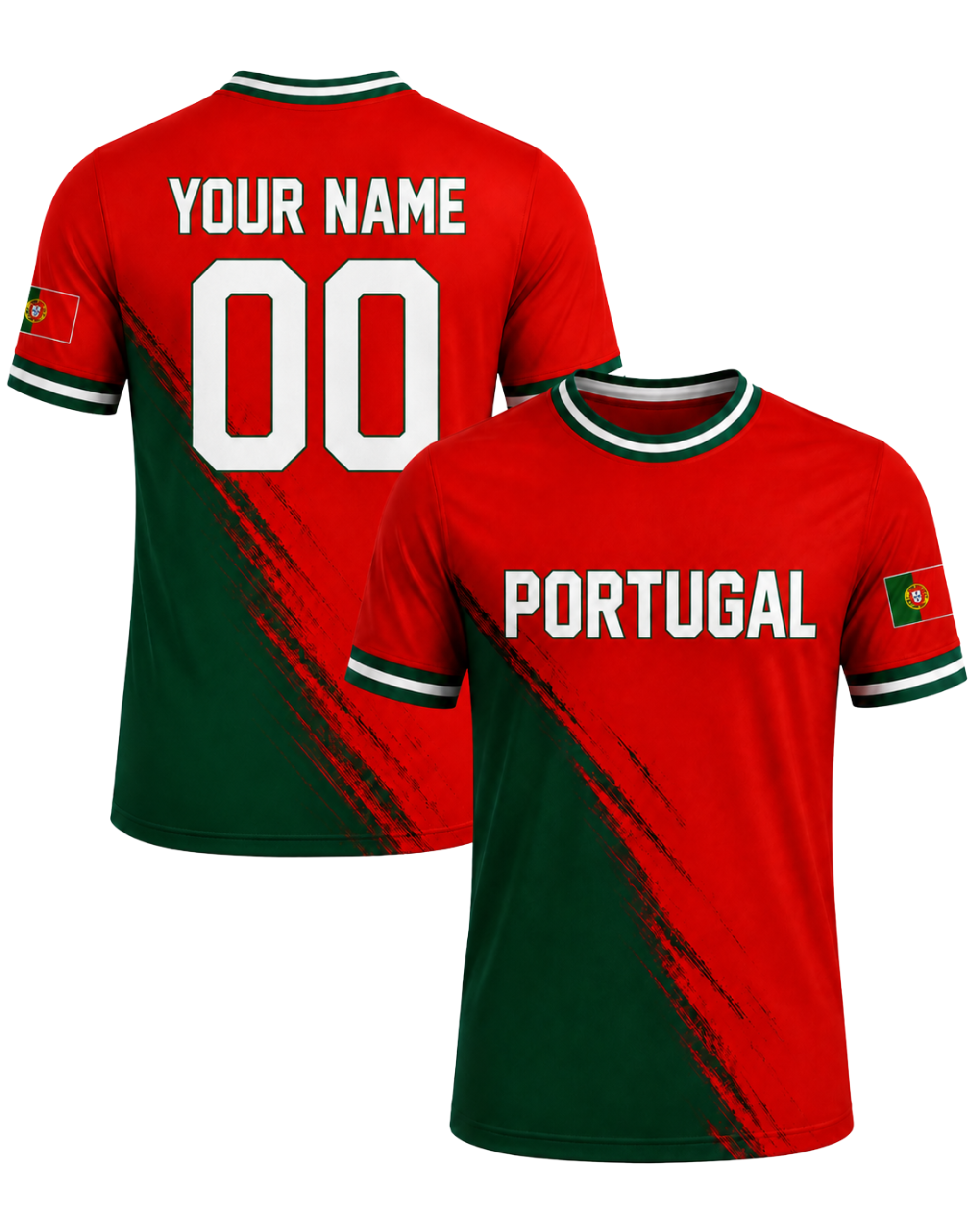 Custom Portugal Soccer Jersey Portugese Fan Slashed Divide – Personalized Name Number