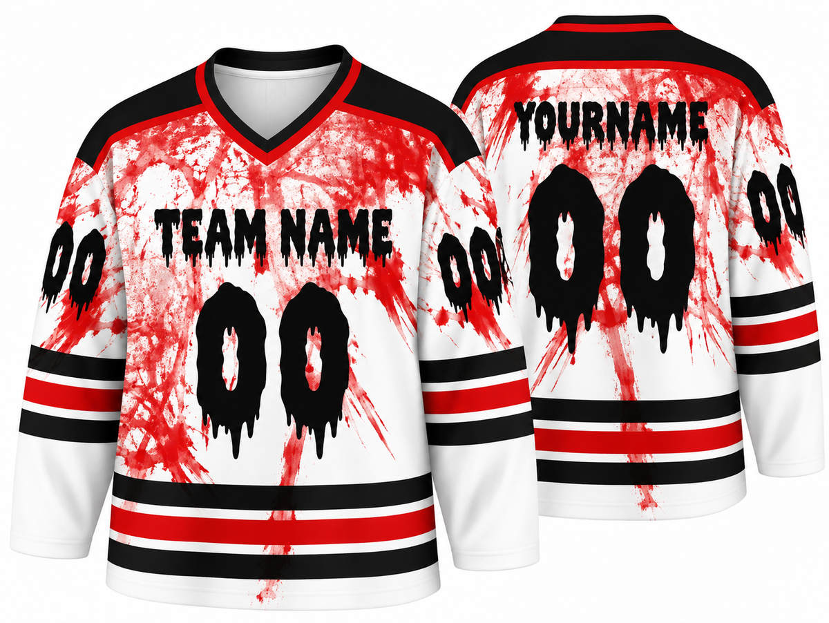 Custom Halloween Hockey Jersey Blood Splatter - Design Your Own