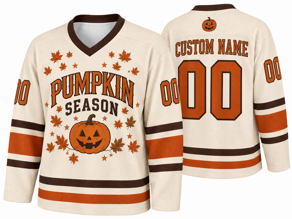 Custom Halloween Hockey Jersey Pumpkin Season - Design Your Own