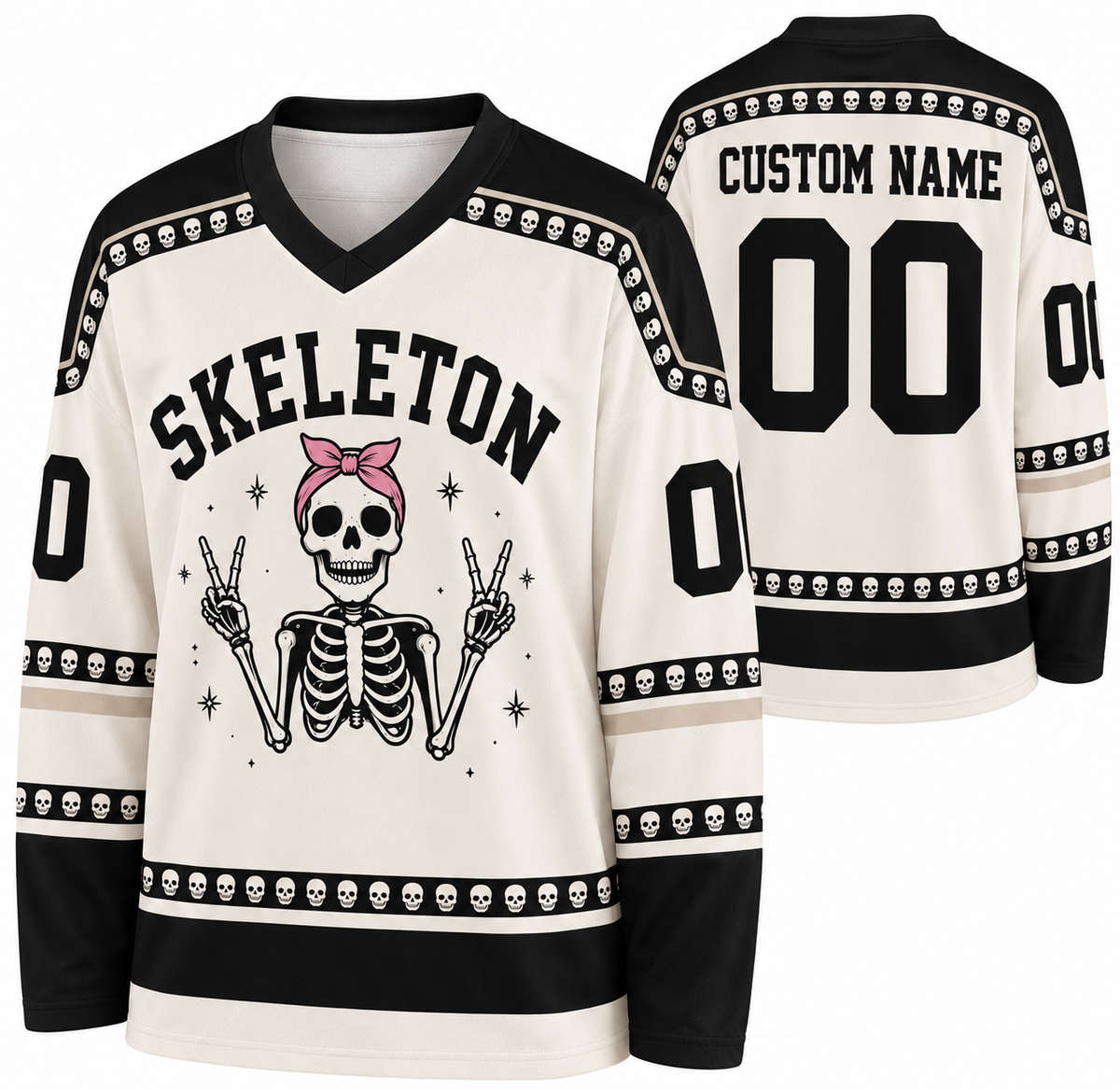 Custom Halloween Hockey Jersey Skeleton - Design Your Own