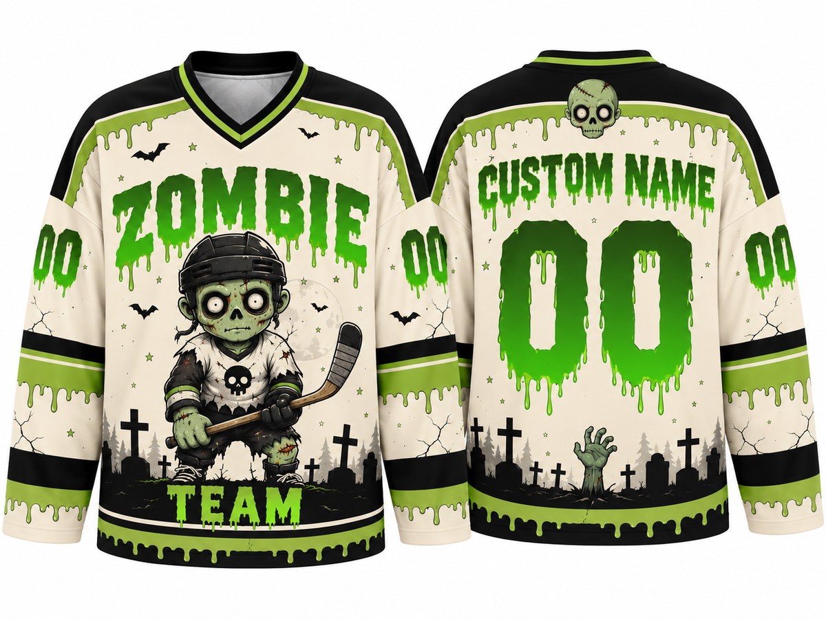 Custom Halloween Hockey Jersey Zombie Team - Design Your Own